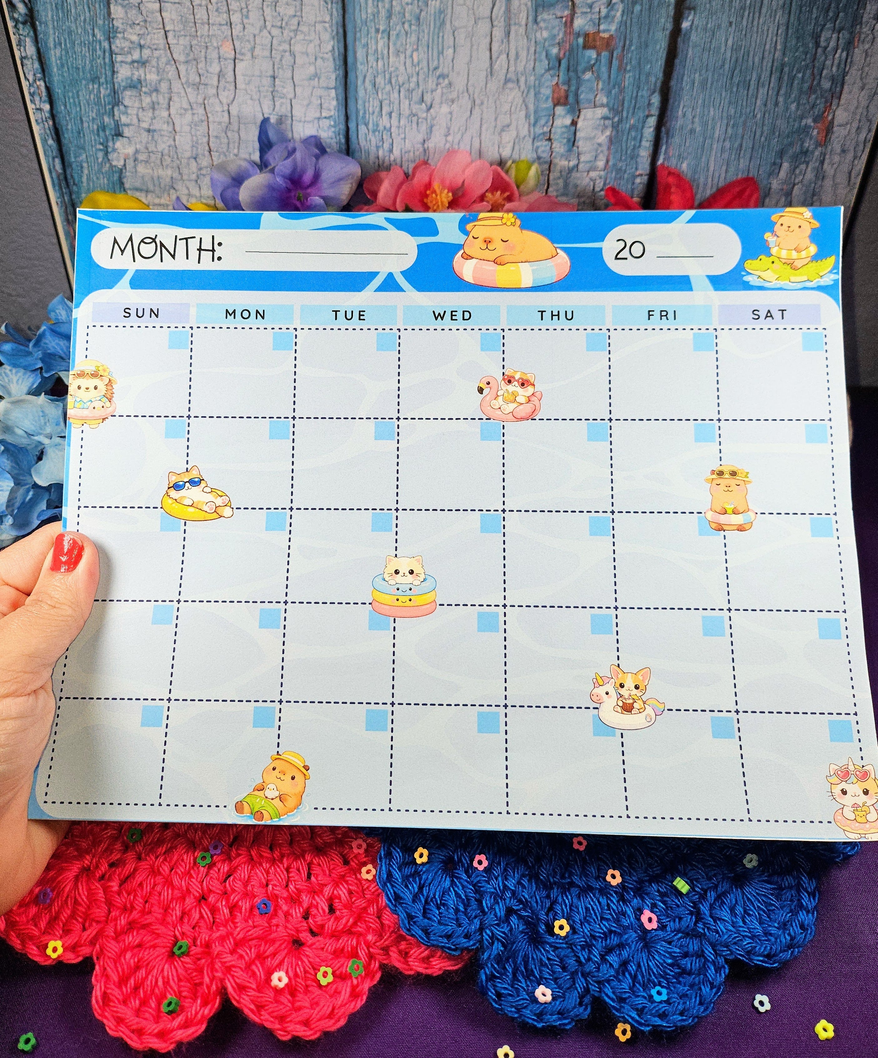 Pool Party Blank Calendar Notepad 8.5" x 11" Autumnmist Boutique