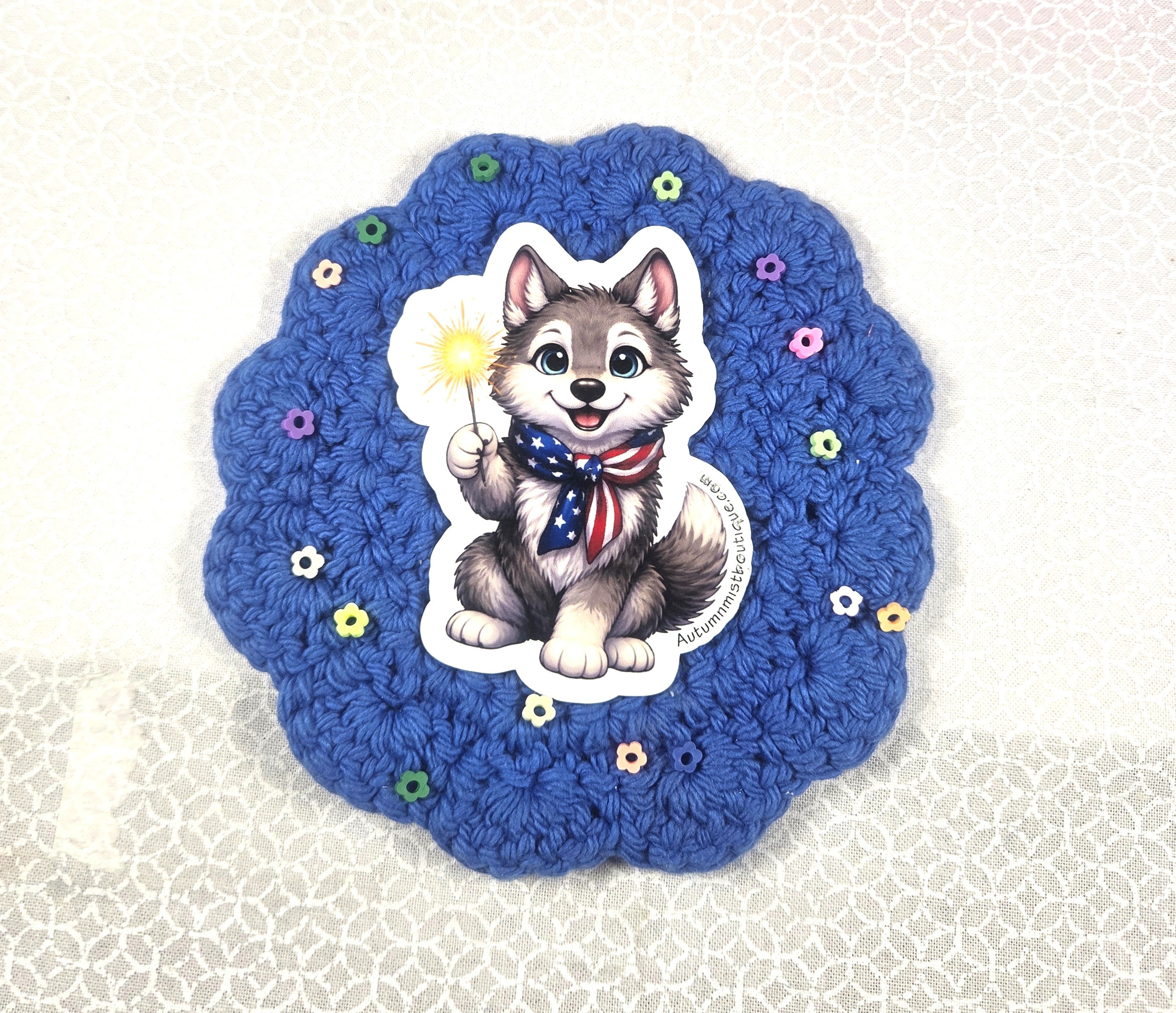 Stars & Stripes Husky Vinyl Sticker Autumnmist Boutique