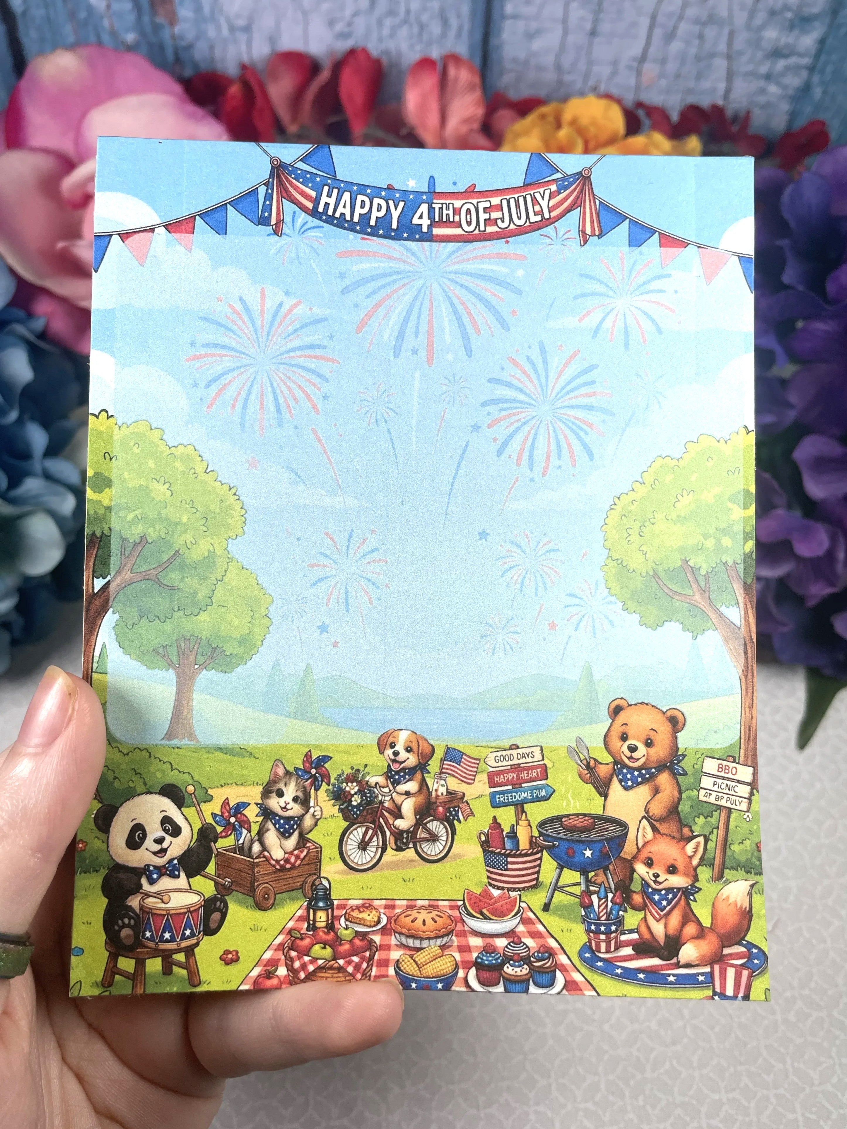 4th of July Patriotic Picnic Notepad 4.25" x 5.5" Autumnmist Boutique