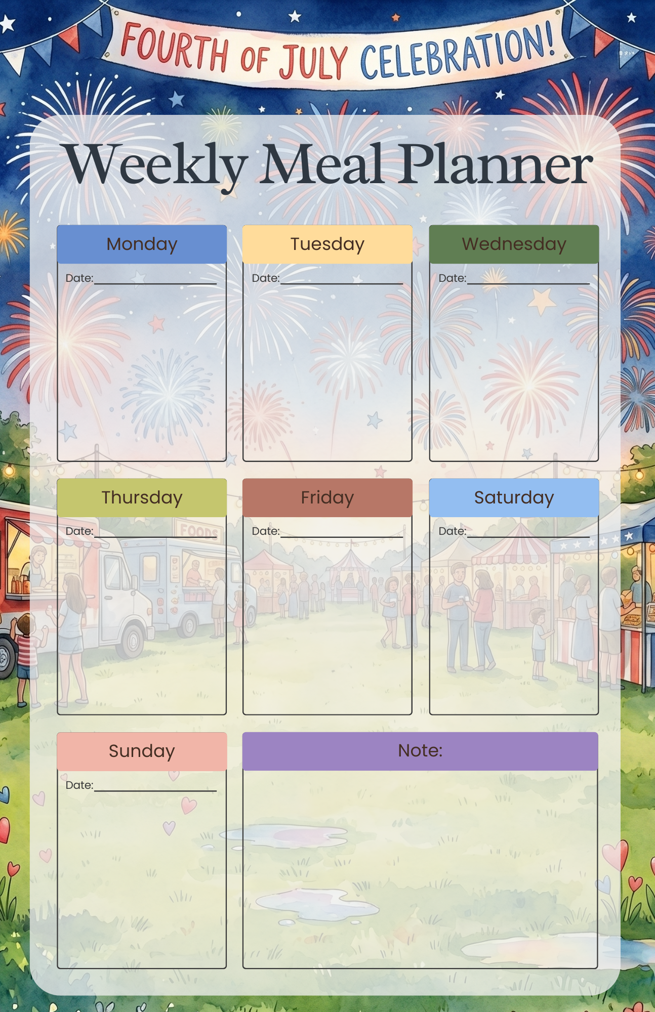 4th of July Patriotic Picnic Planner Notepad 5.5" x 8.5" Autumnmist Boutique