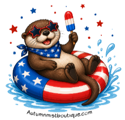 Patriotic River Otter Vinyl Sticker Autumnmist Boutique