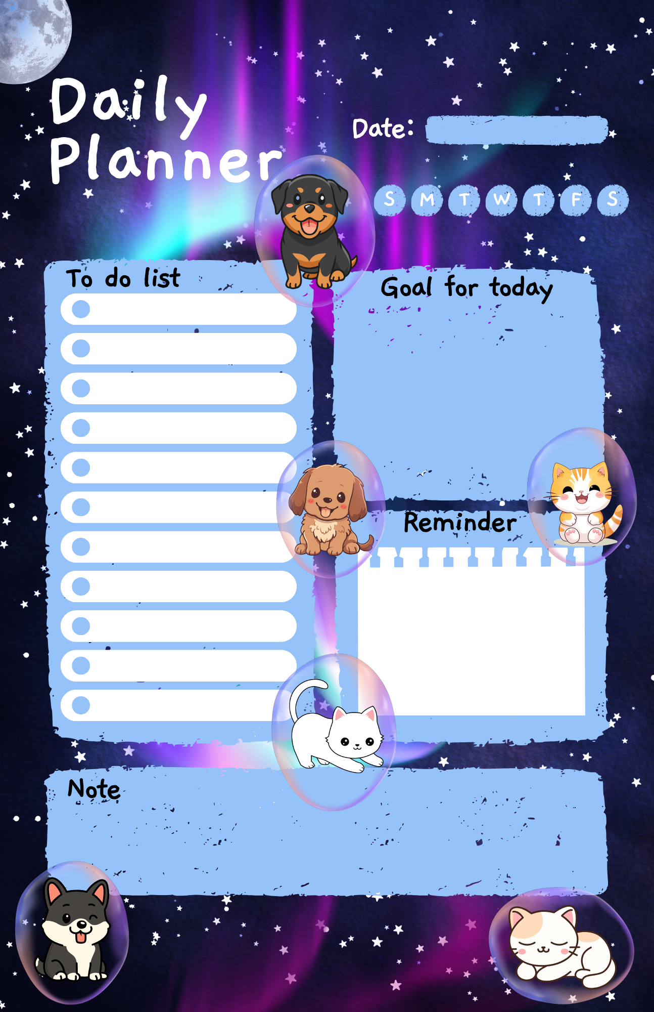 Celestial Bubble Buddies Planner Notepad 5.5" x 8.5" Autumnmist Boutique