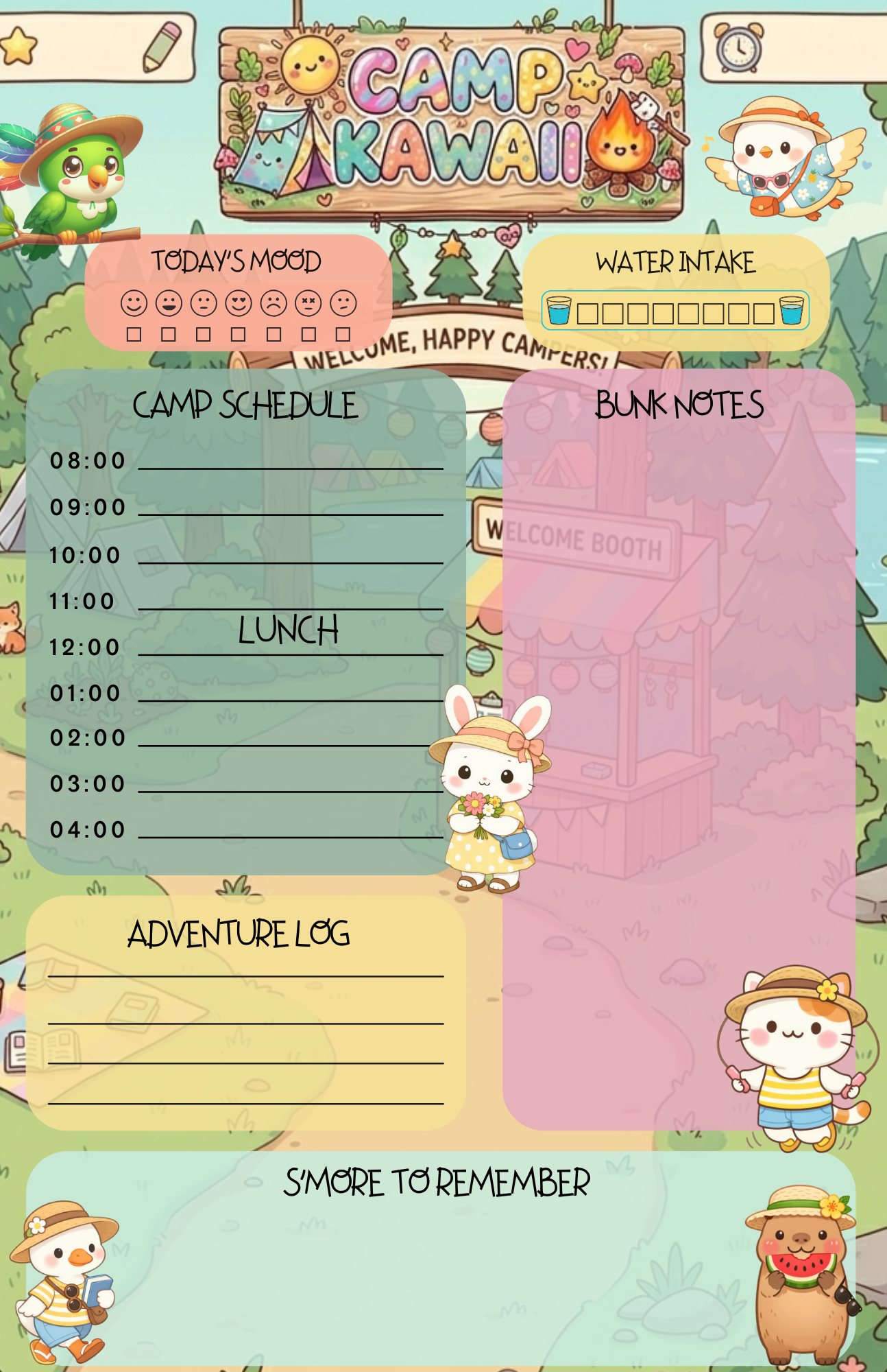 Camp Kawaii Welcome Planner Notepad 5.5" x 8.5" Autumnmist Boutique