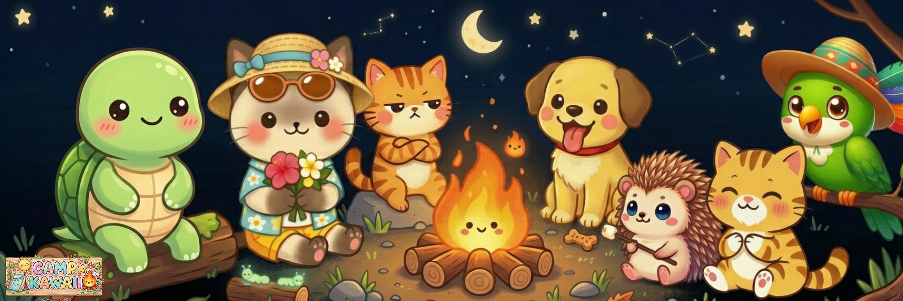 Camp Kawaii Campfire Laminated Bookmark Autumnmist Boutique