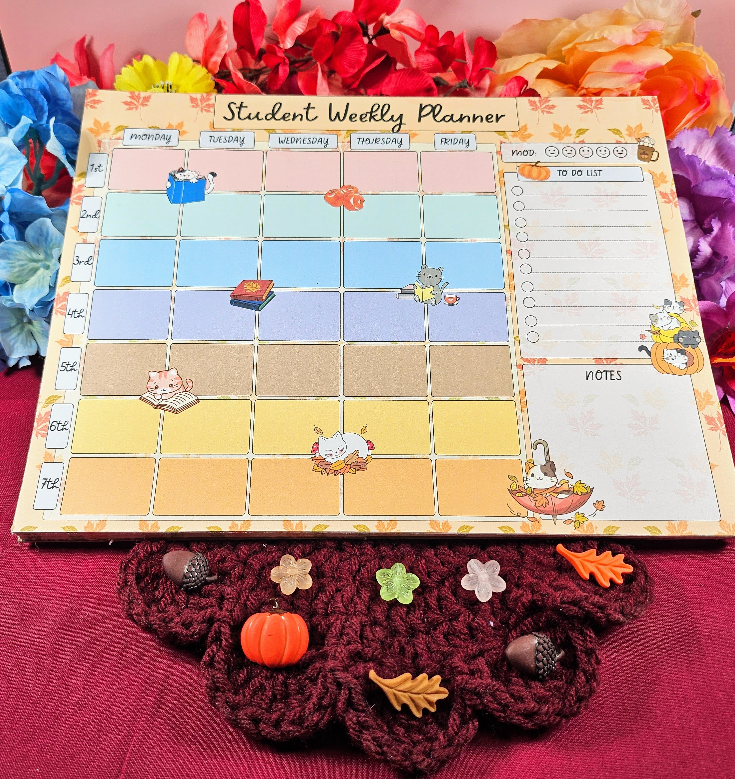 Pumpkin & Paws Weekly Notepad 8.5" x 11" - Bookworm Gift - Notepad
