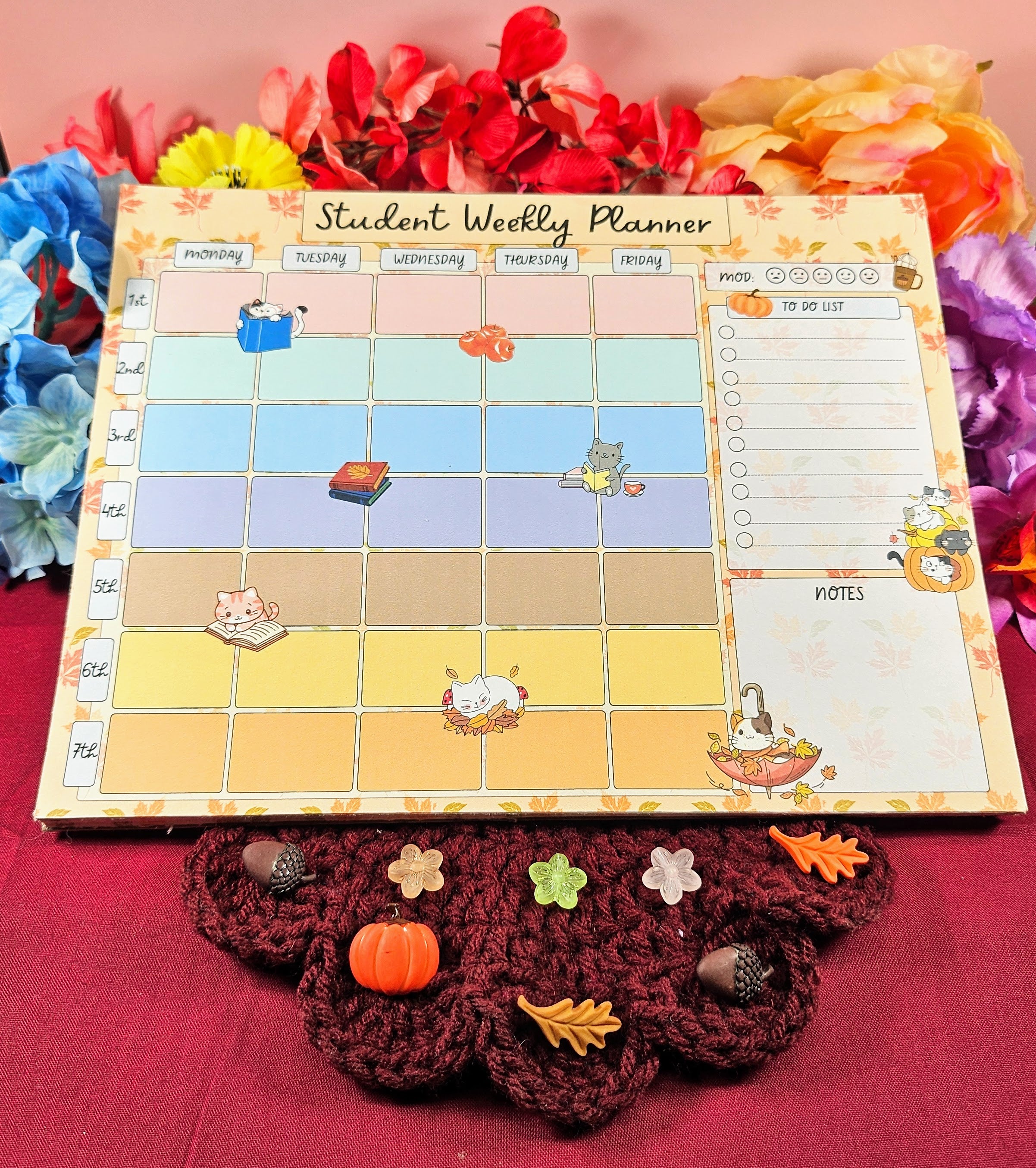 Pumpkin & Paws Weekly Notepad 8.5" x 11" - Bookworm Gift - Notepad