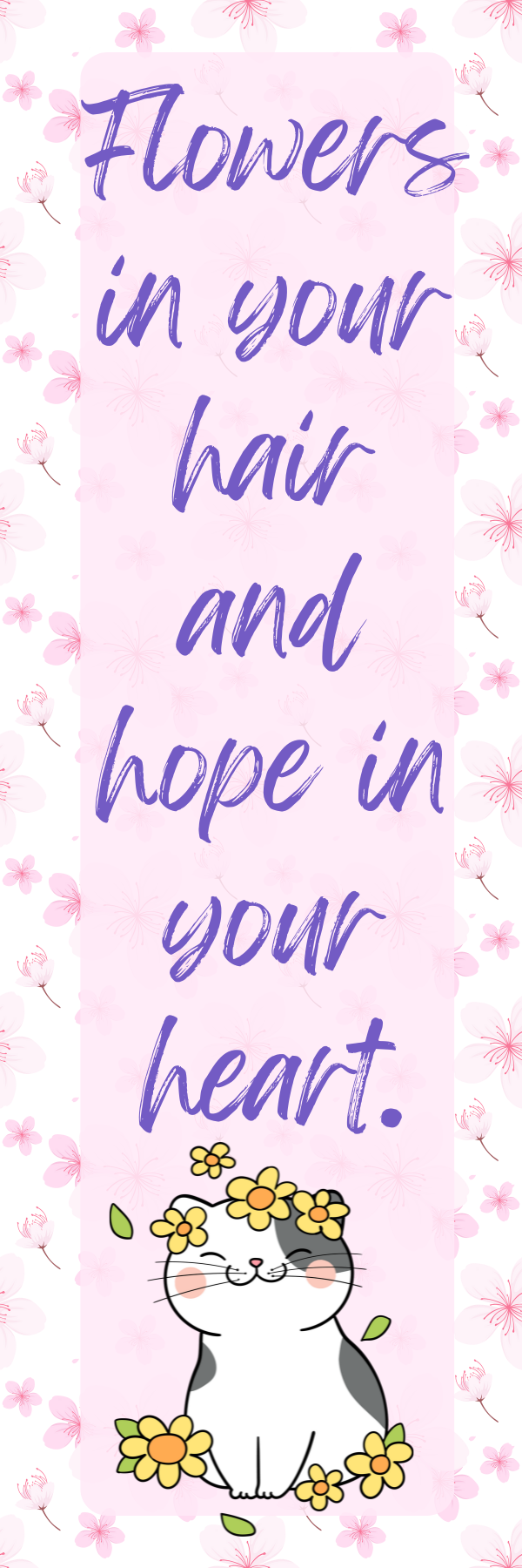 Pink "Flowers in Your Hair" Bookmark