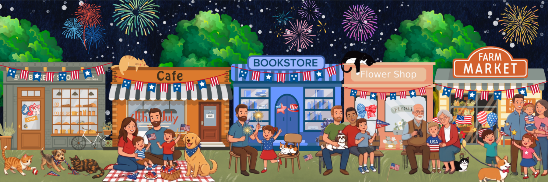 Main Street 4th of July Celebration Laminated Bookmark Autumnmist Boutique