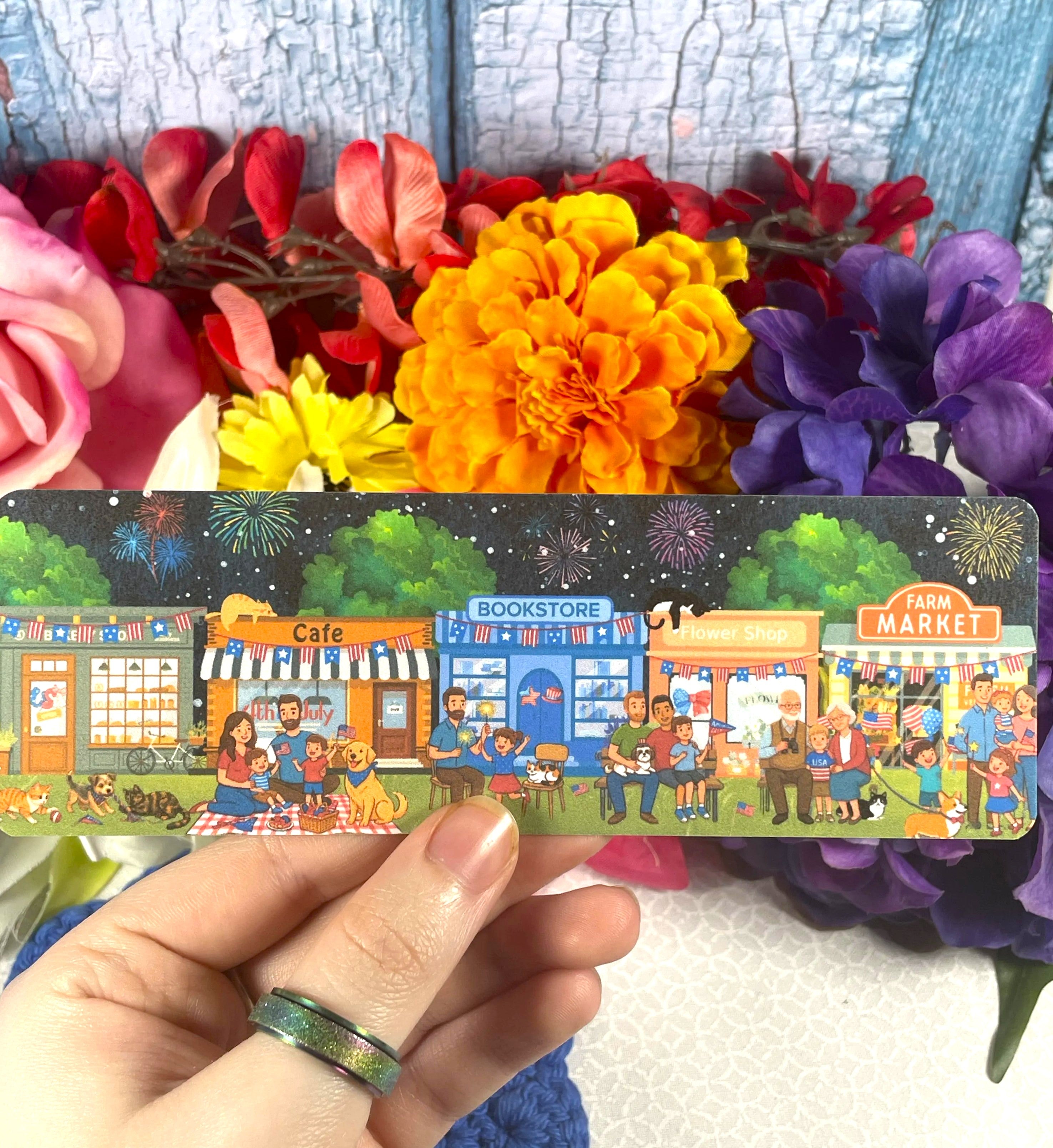 Main Street 4th of July Celebration Laminated Bookmark Autumnmist Boutique