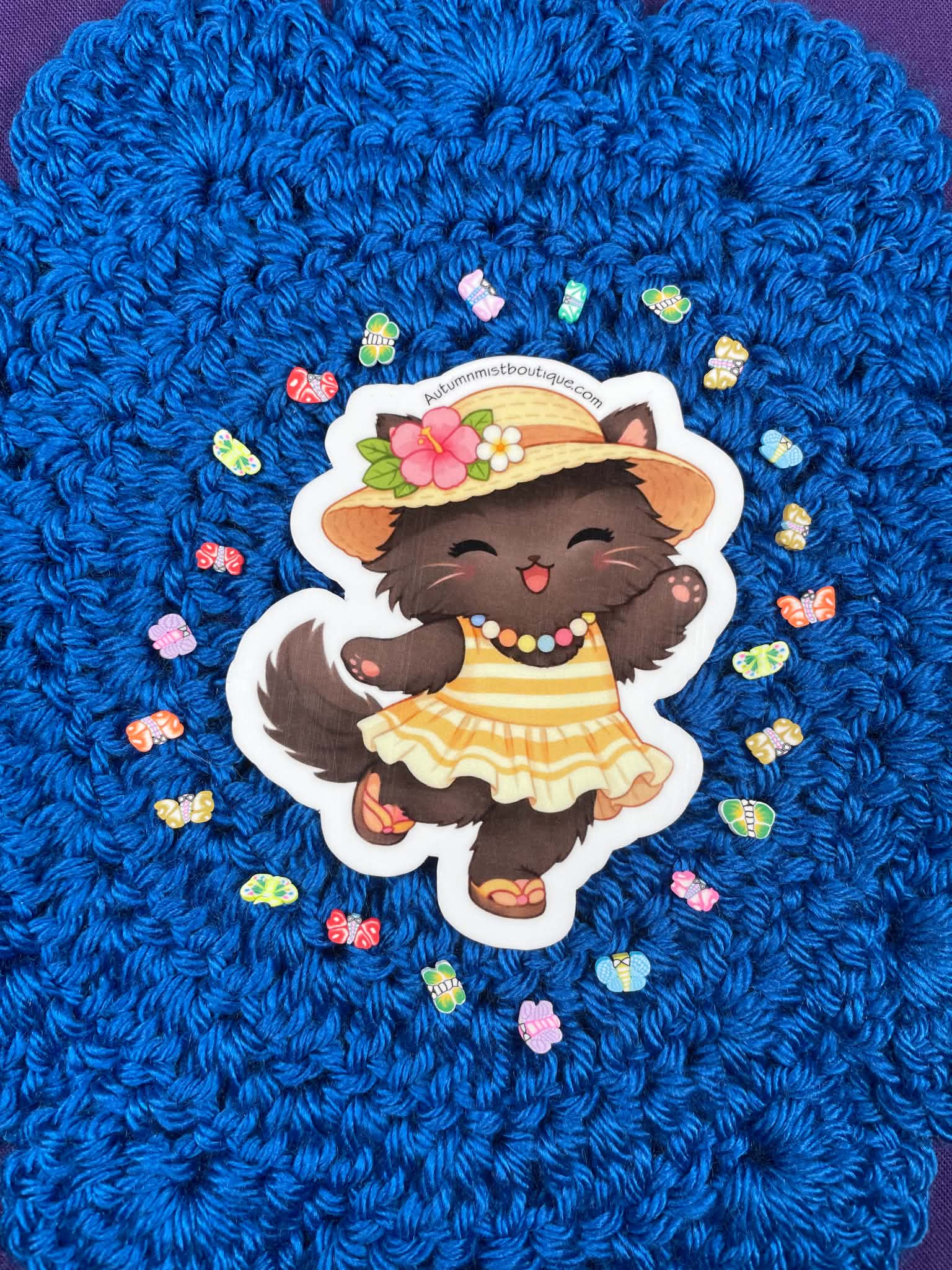 Sun-Kissed Dancing Cat Vinyl Sticker Autumnmist Boutique