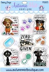 Sassy Dogs Vinyl Sticker Sheet Autumnmist Boutique