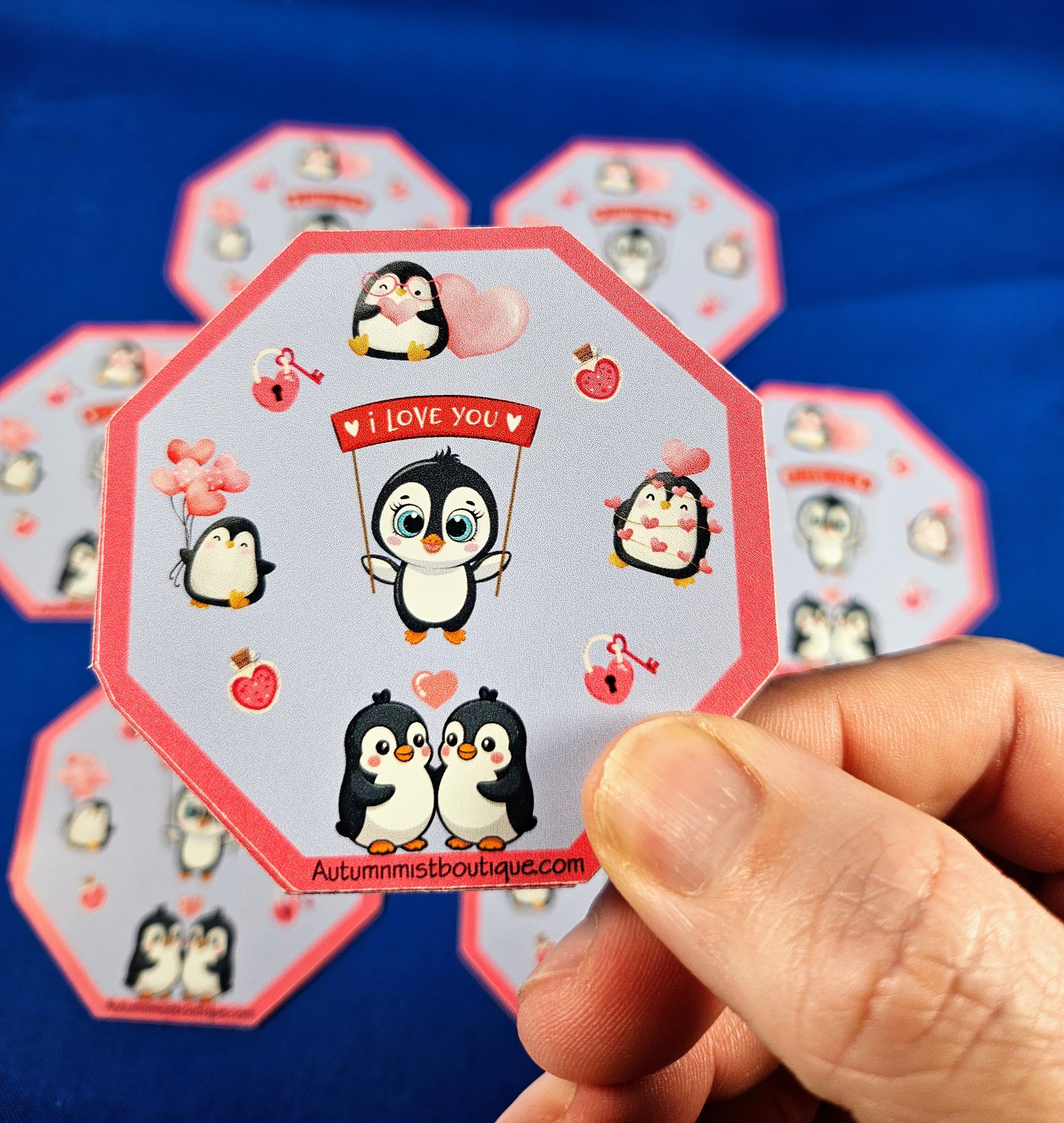 Penguin Kisses & Heart Wishes Vinyl Sticker Autumnmist Boutique