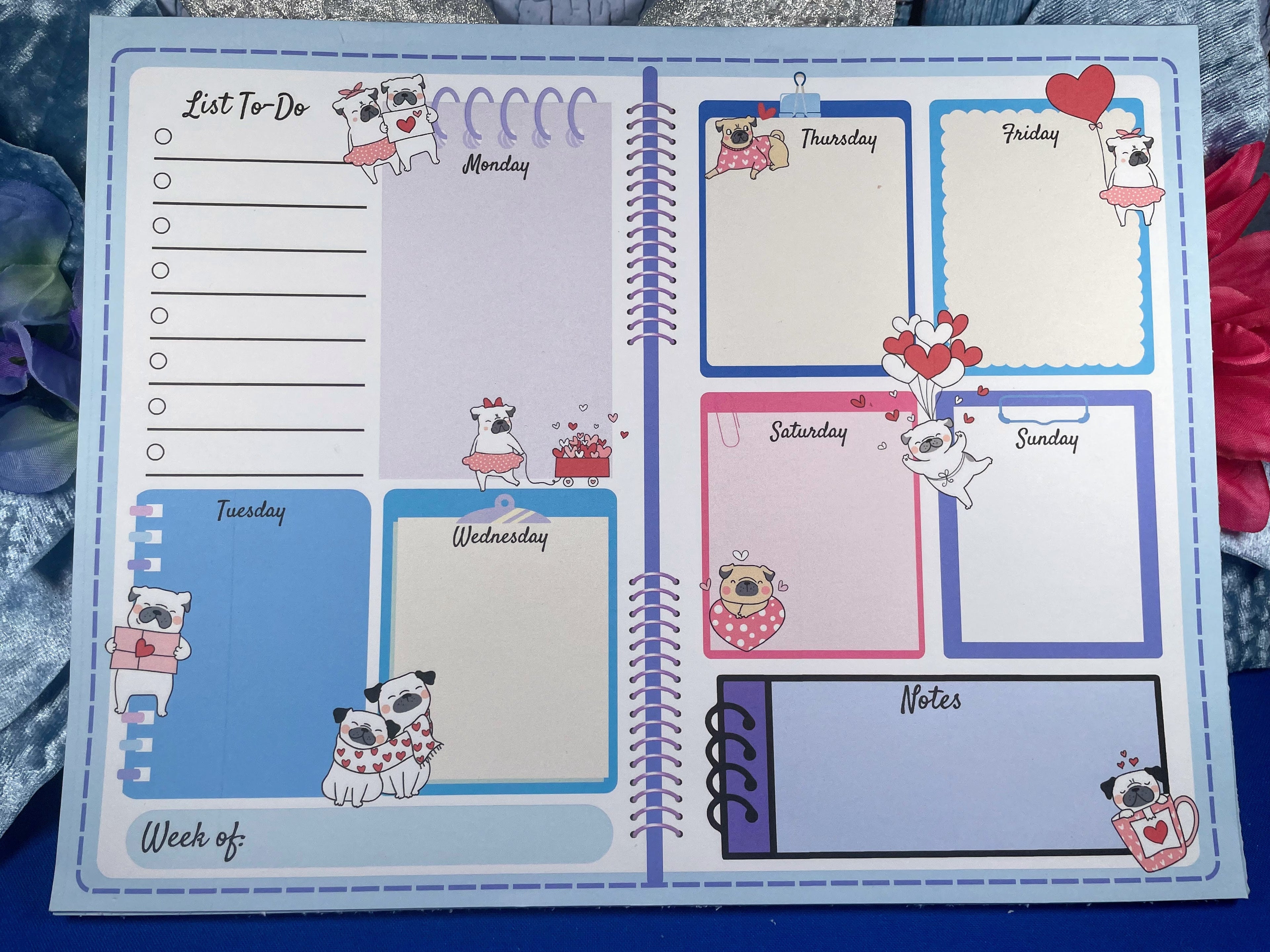 Pug Love Planner Notepad 8.5" x 11" Autumnmist Boutique