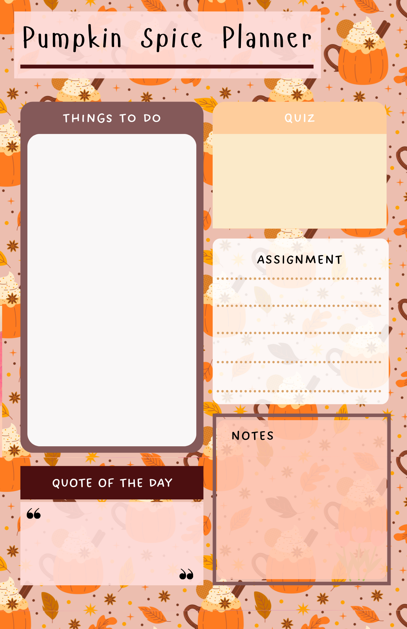 Pumpkin Spice Planner Notepad 5.5" x 8.5"
