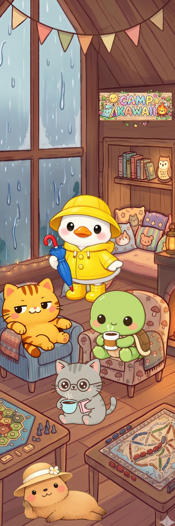 Camp Kawaii Rainy Day Laminated Bookmark Autumnmist Boutique