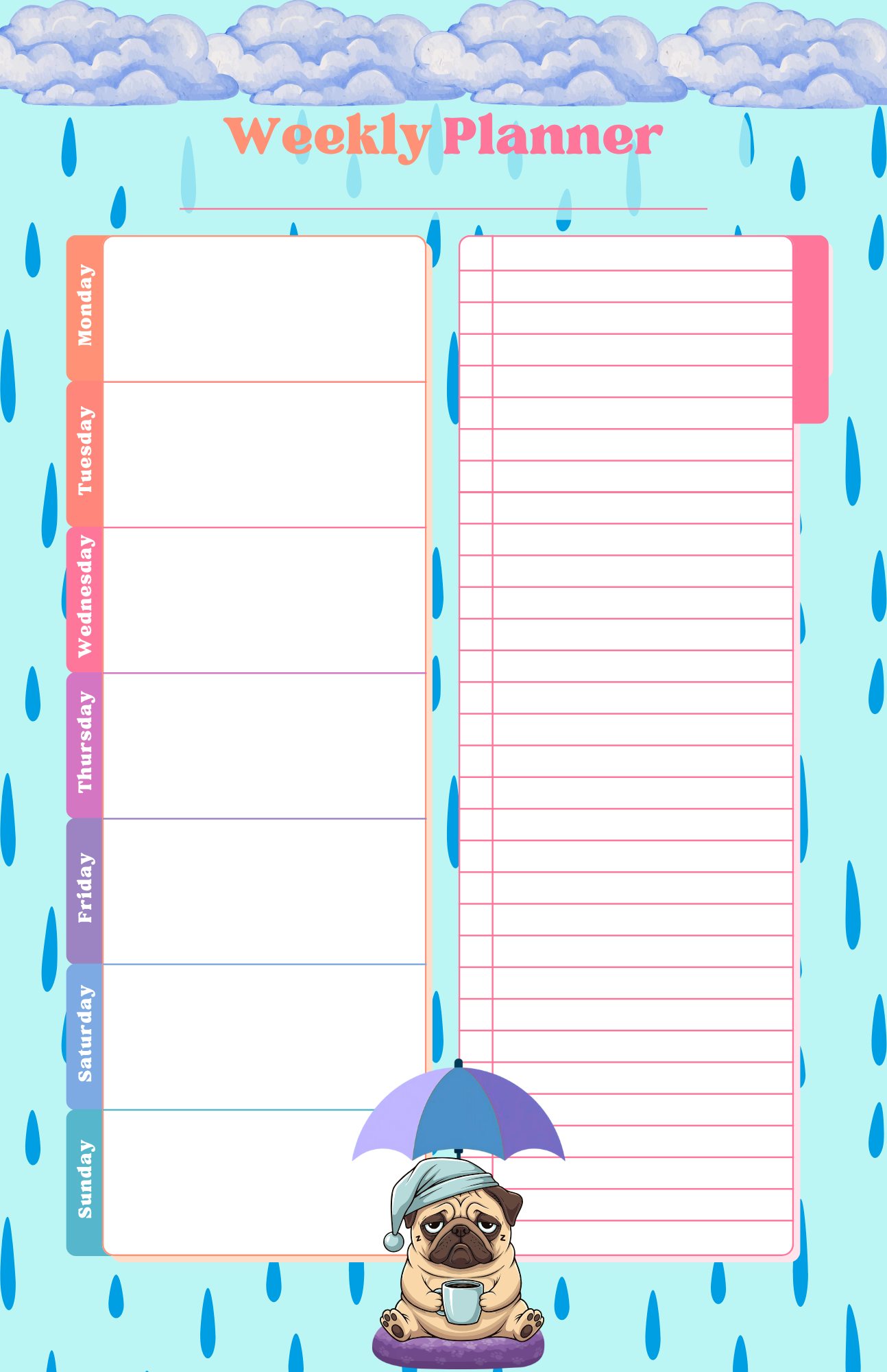 Rainy Dog Planner Notepad 5.5" x 8.5" Autumnmist Boutique