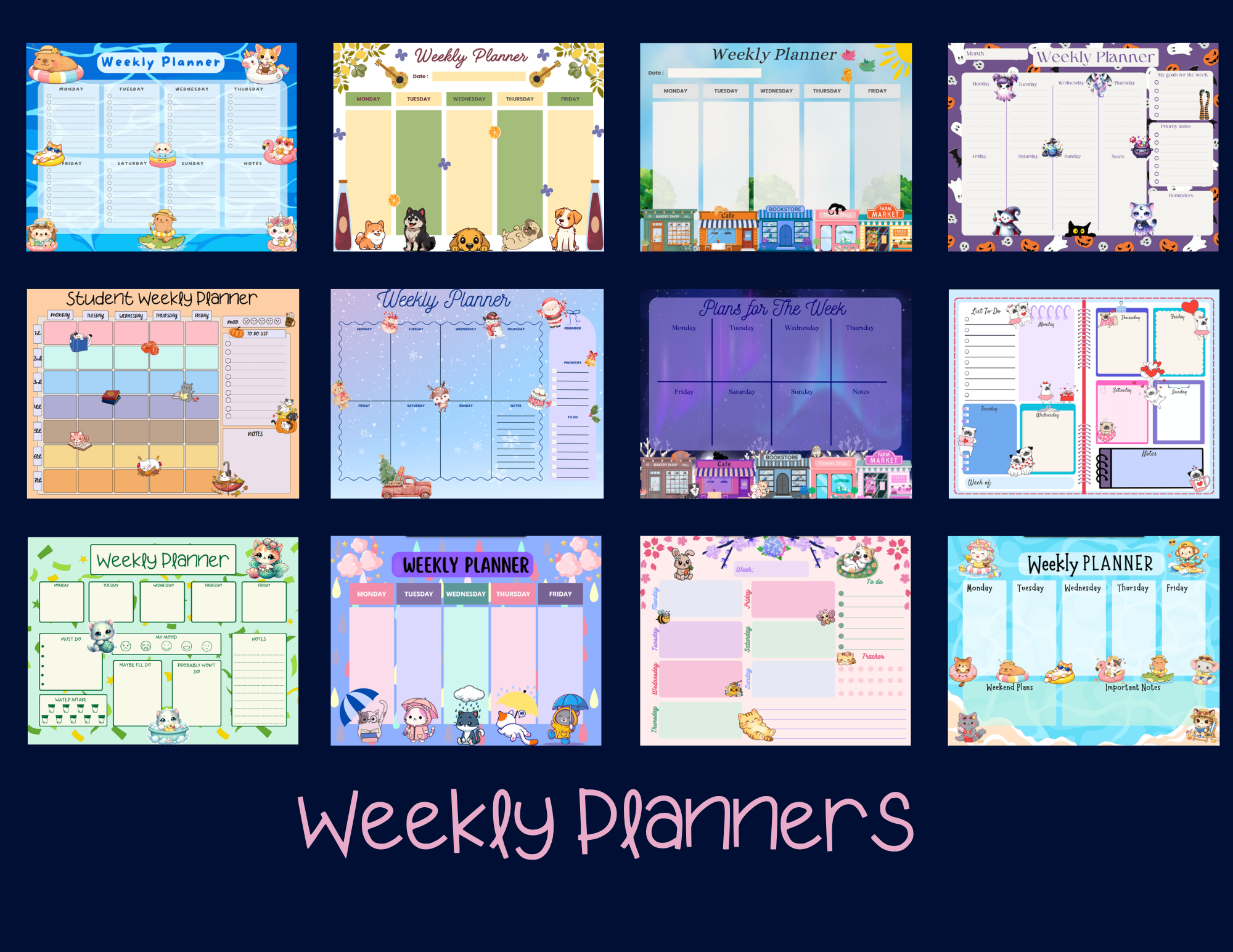 Editable 2026-2027 Academic Calendar, Monthly and Weekly Inserts for 12 months Autumnmist Boutique