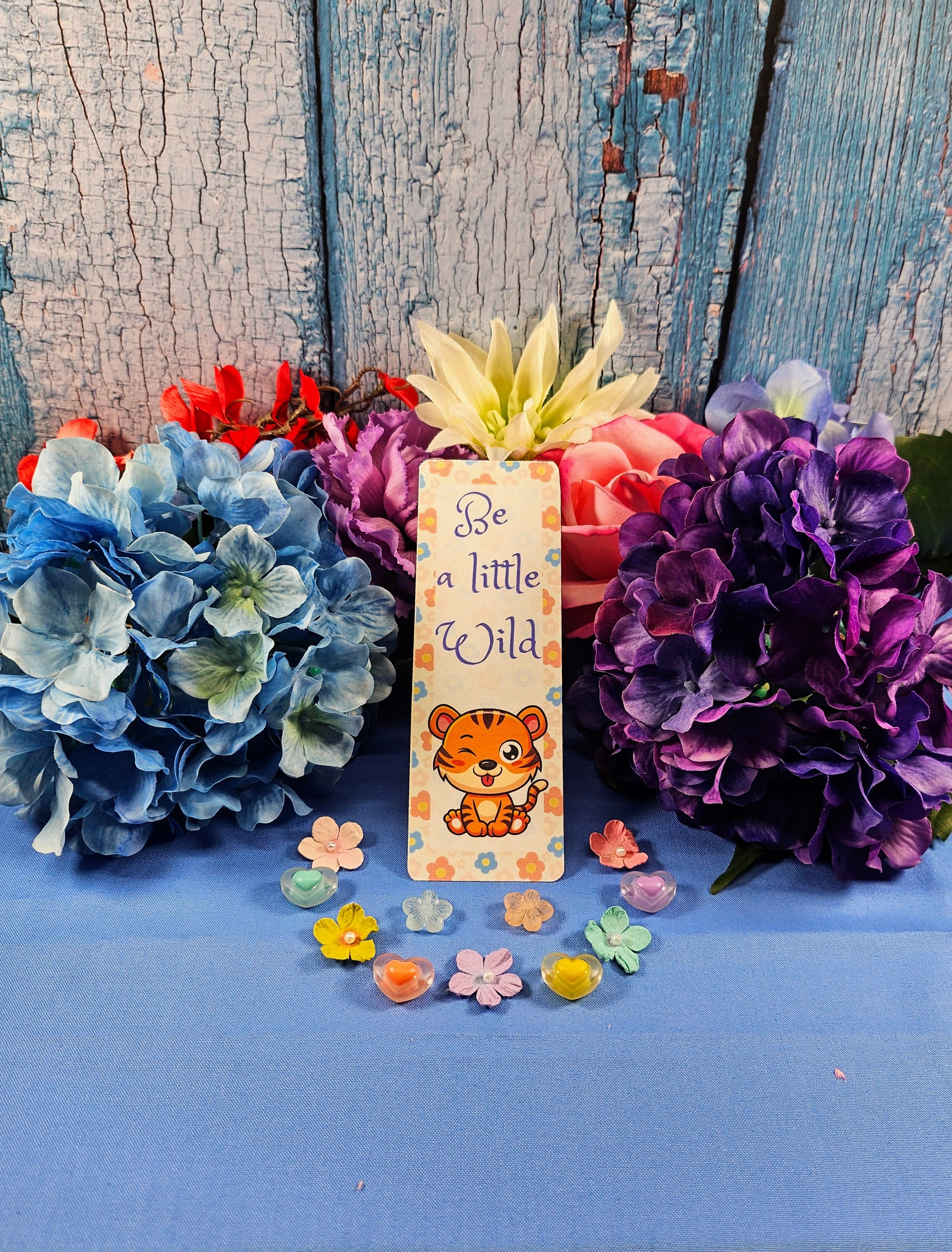 Tiger "Be a Little Wild" Flower Bookmark