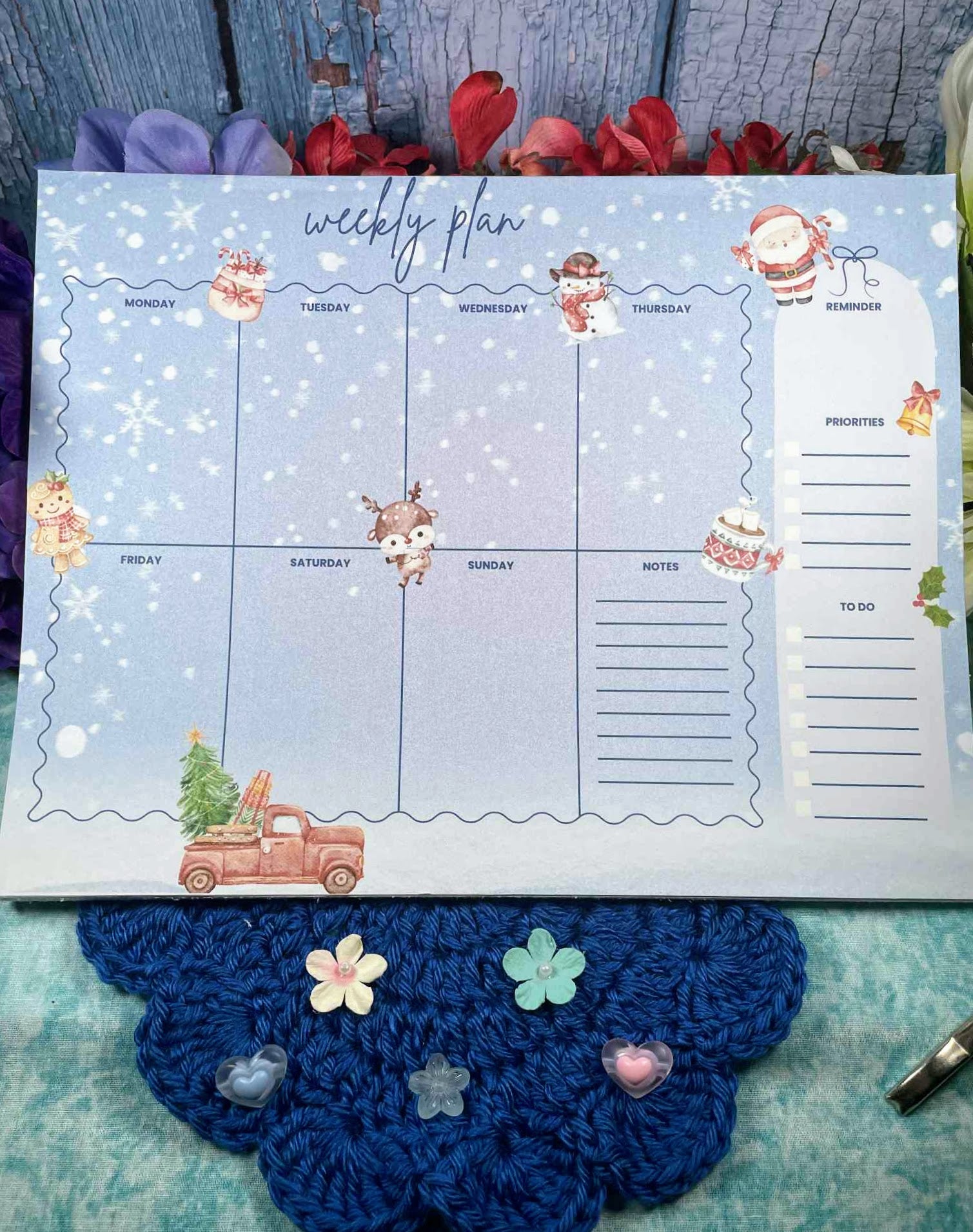 Xmas Fun Large Planner Notepad 8.5" x 11" - Bookworm Gift - Notepad Autumnmist Boutique