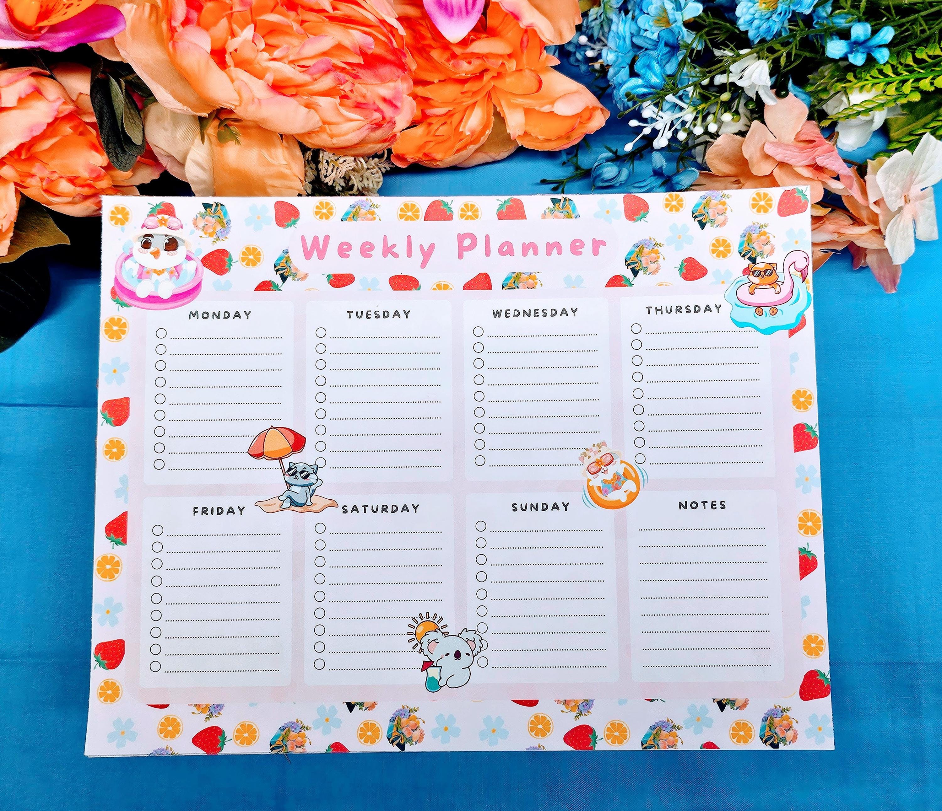 Sunny Paws Weekly Planner Notepad 8.5" x 11" - Bookworm Gift - Notepad