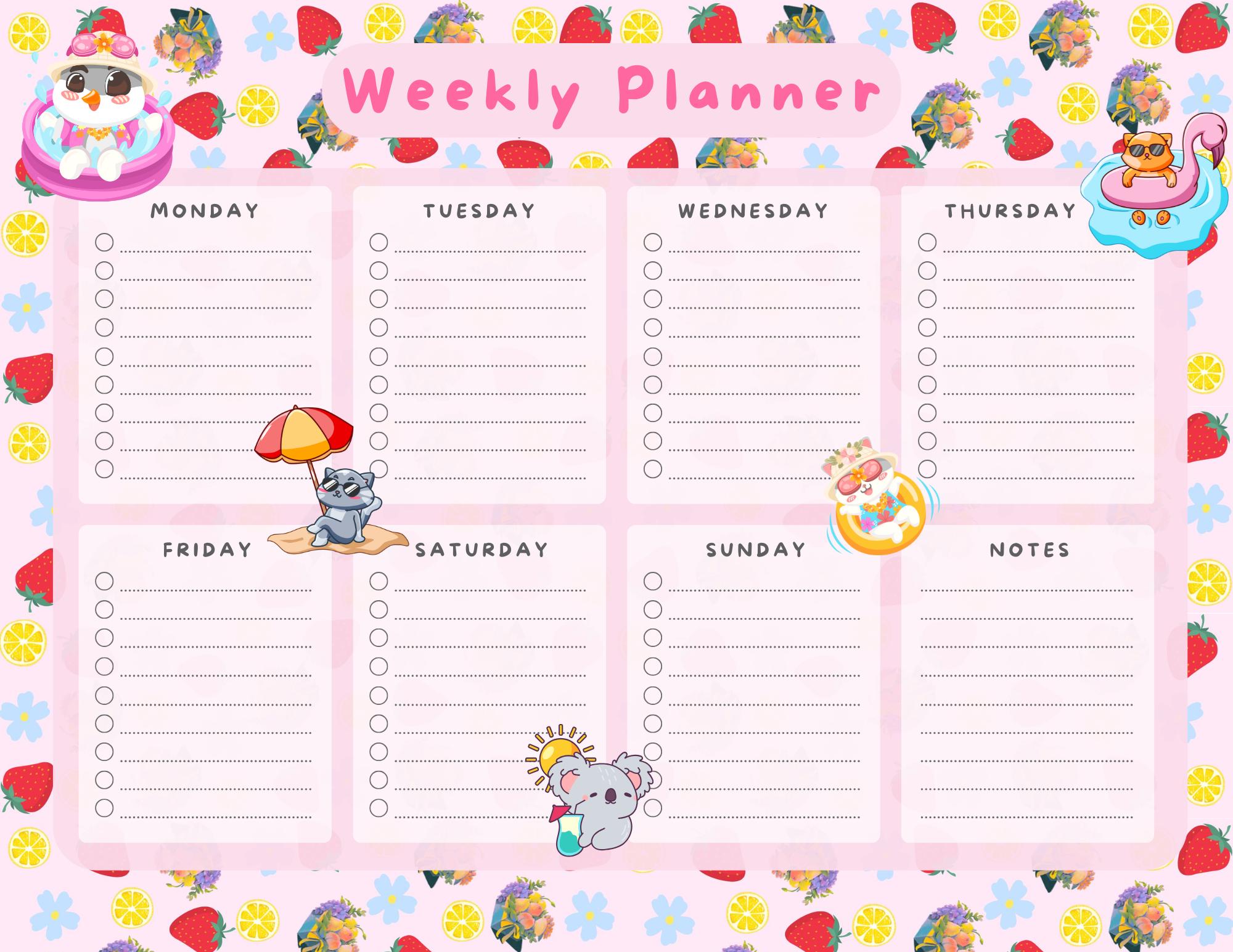 Sunny Paws Weekly Planner Notepad 8.5" x 11" - Bookworm Gift - Notepad