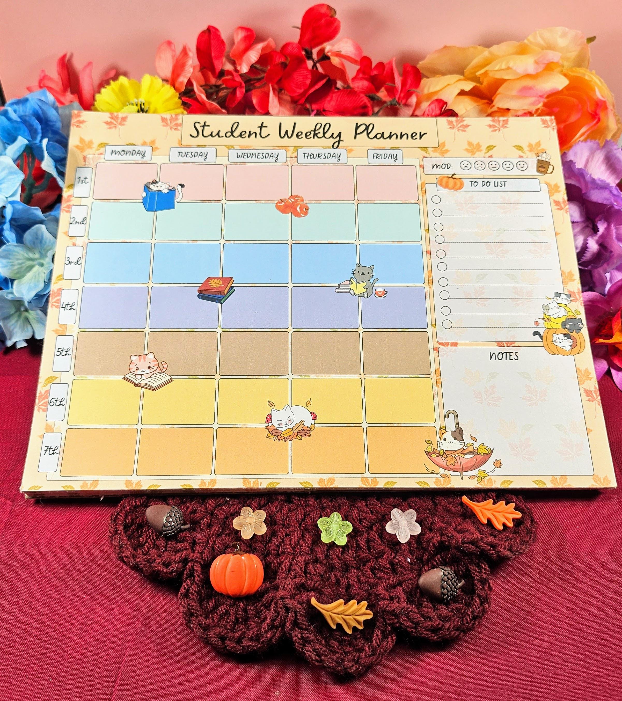 Pumpkin & Paws Weekly Notepad 8.5" x 11" - Bookworm Gift - Notepad