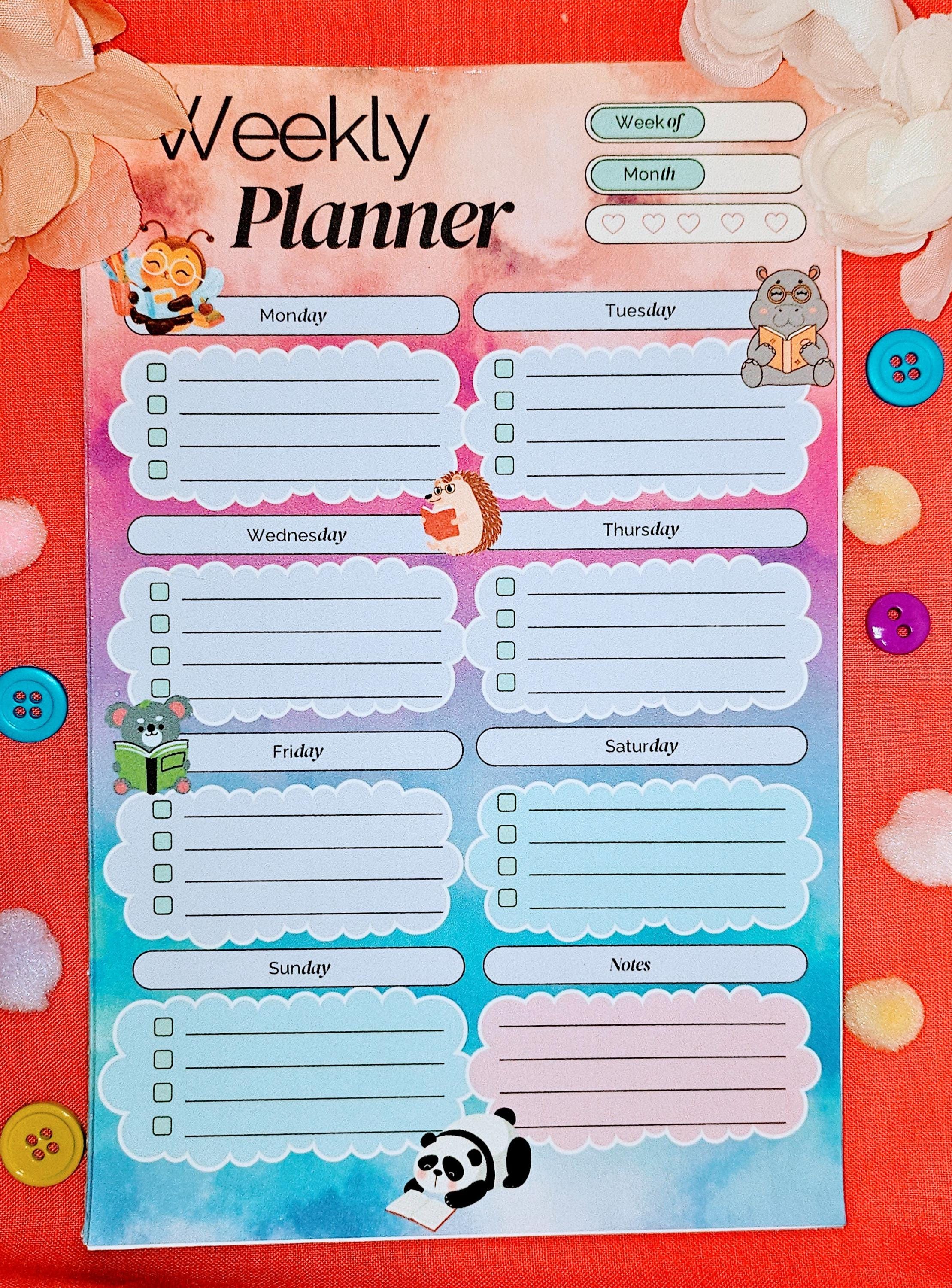 Reading in the Clouds Weekly Planner Notepad 5.5" x 8.5"
