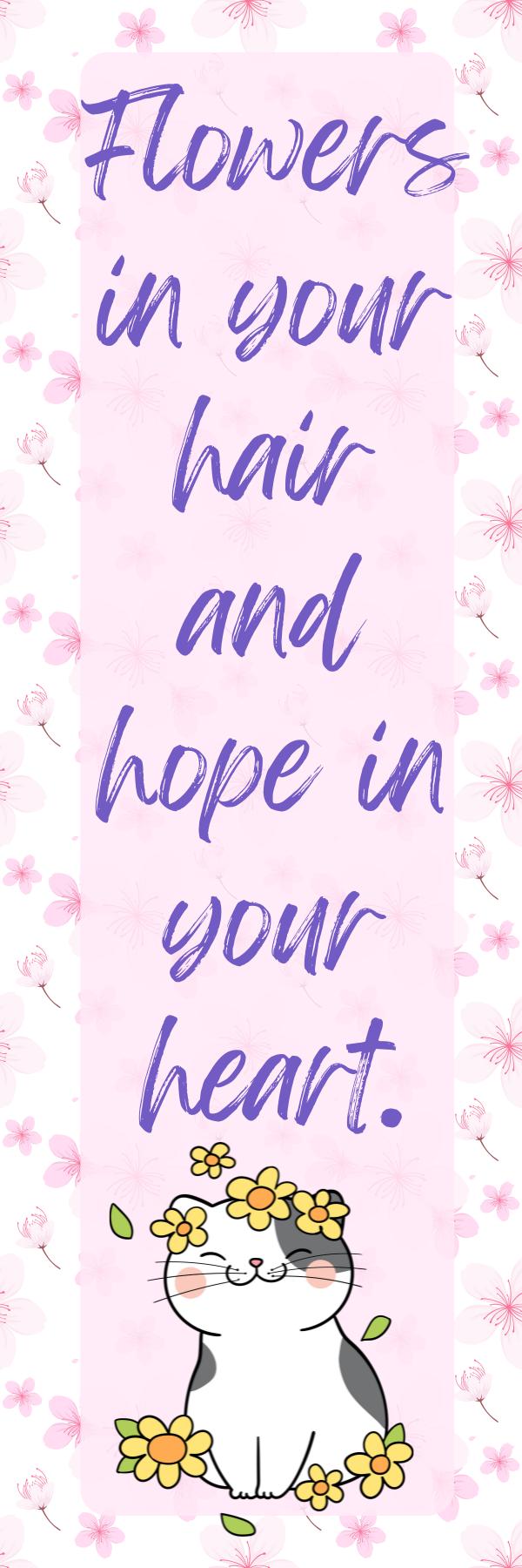 Pink "Flowers in Your Hair" Bookmark