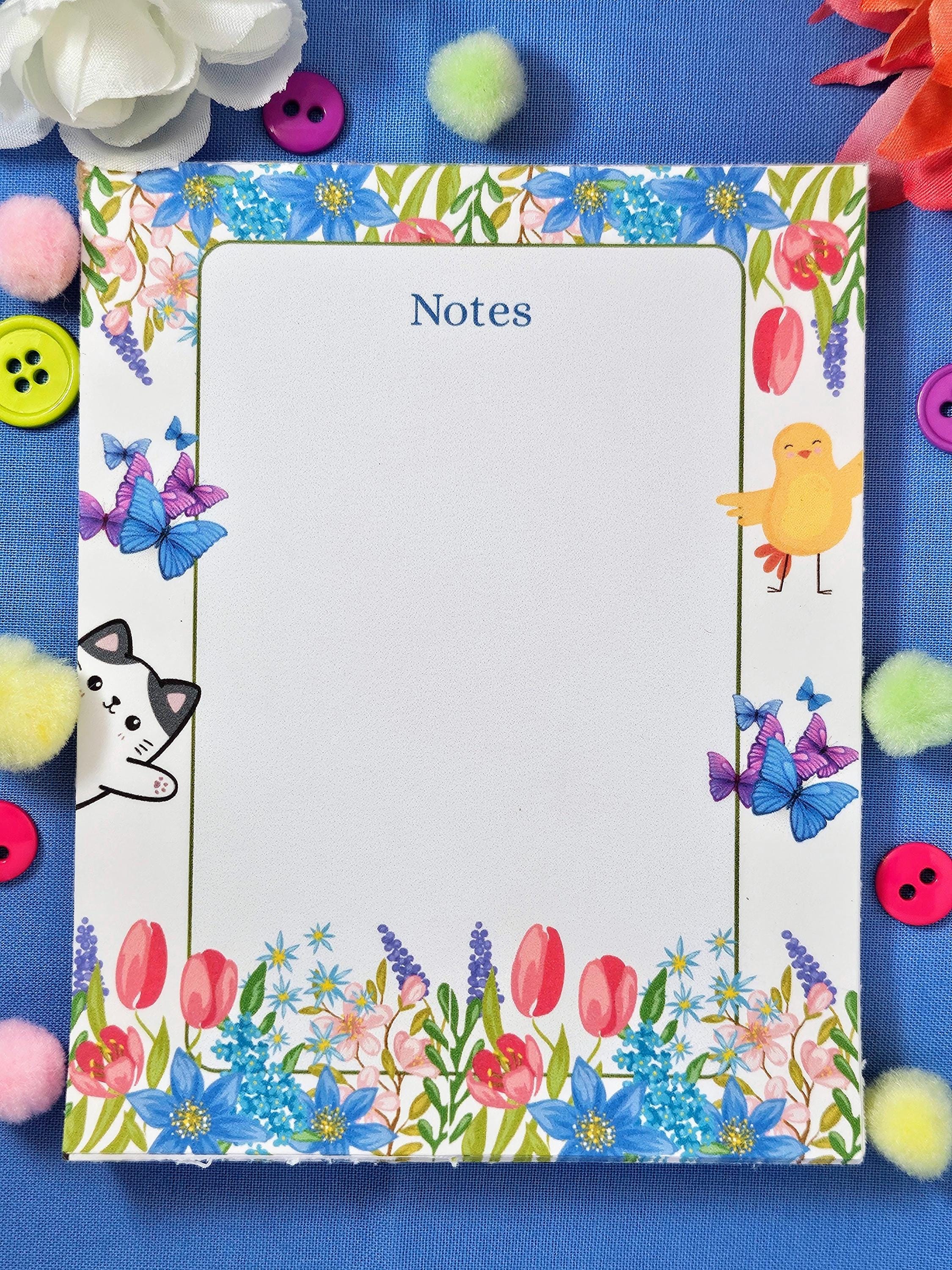 Whimsical Floral Animal Notepad 4.25" x 5.5"