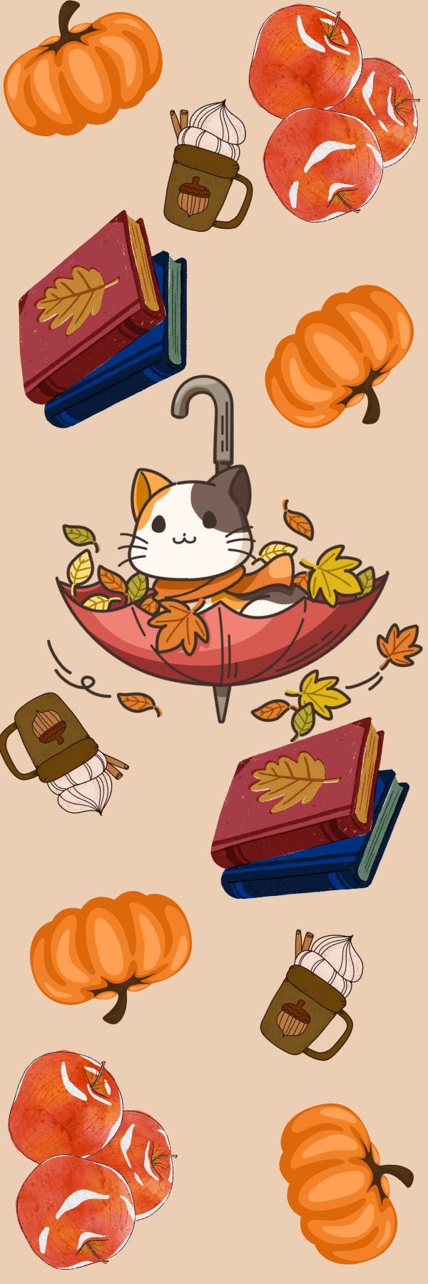Cozy Cat Autumn Seasonal Bookmark