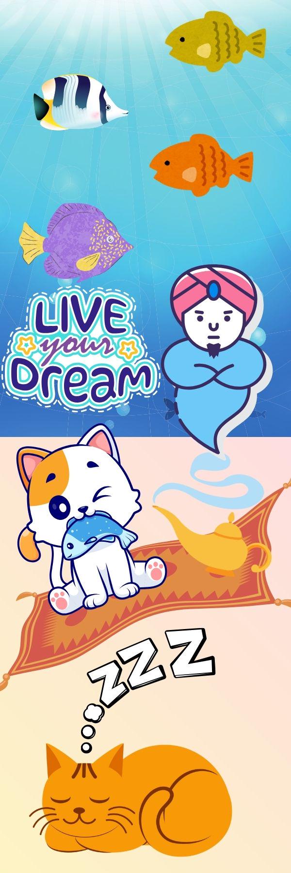 Live Your Dream Genie & Cat Bookmark