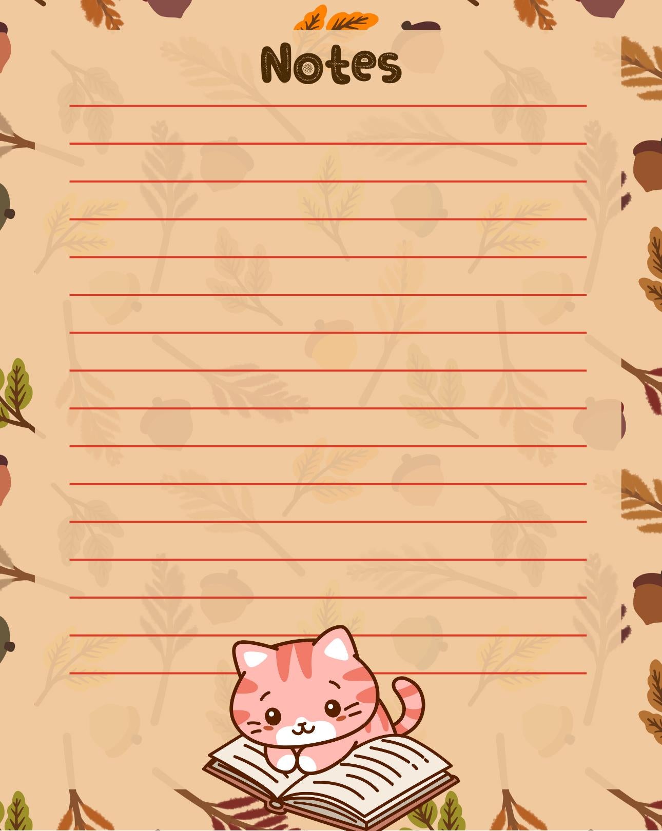 Fall Cozy Cat Notepad 4.25" x 5.5"
