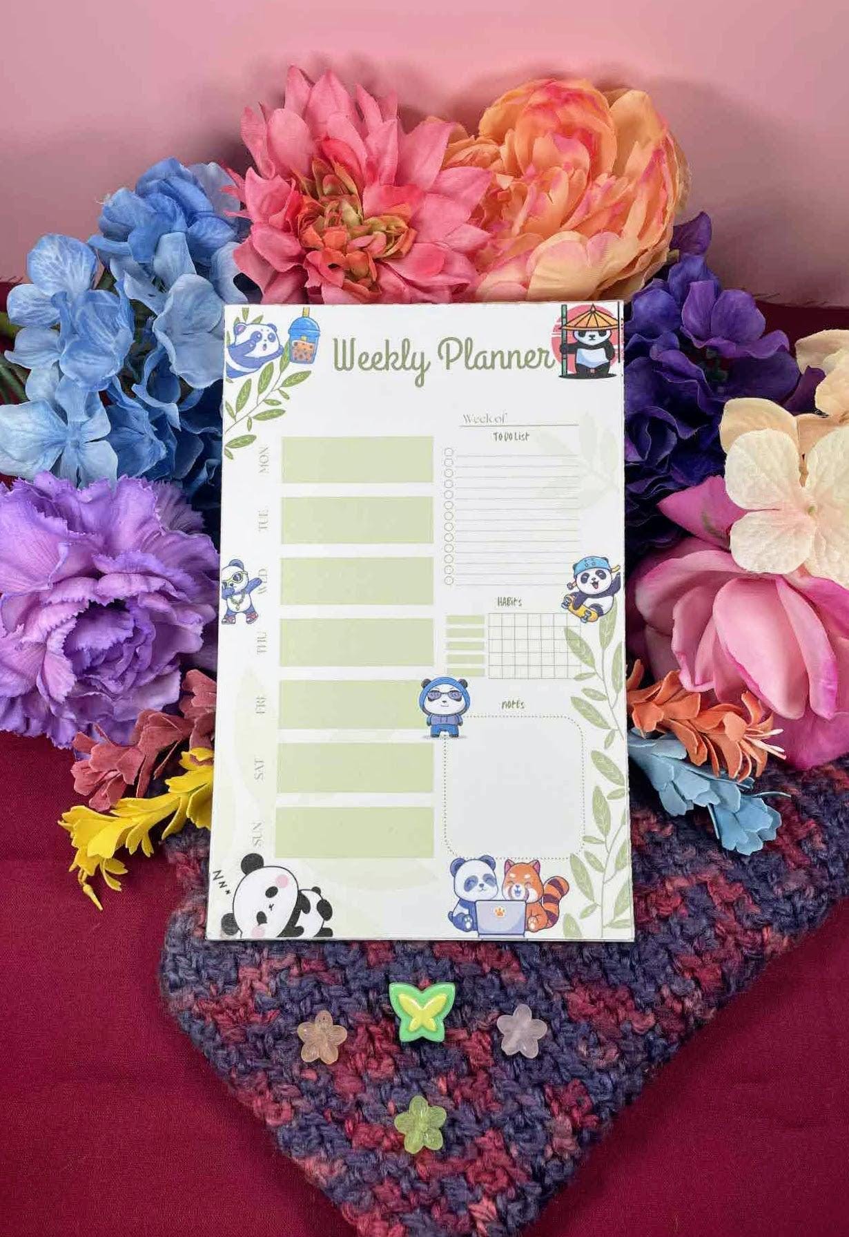 Bamboo & Bubble Tea Weekly Planner Notepad 5.5" x 8.5"