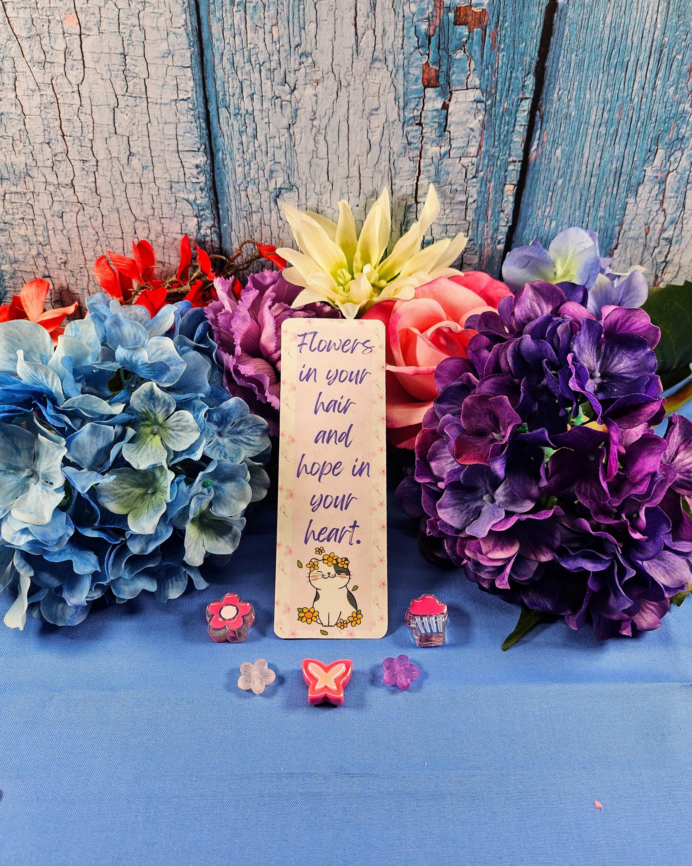 Pink "Flowers in Your Hair" Bookmark