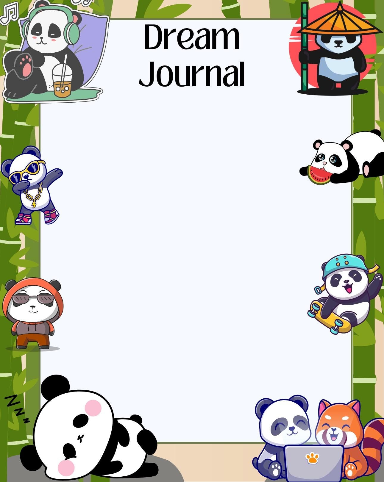 Panda Dream Journal Notepad 4.25" x 5.5"