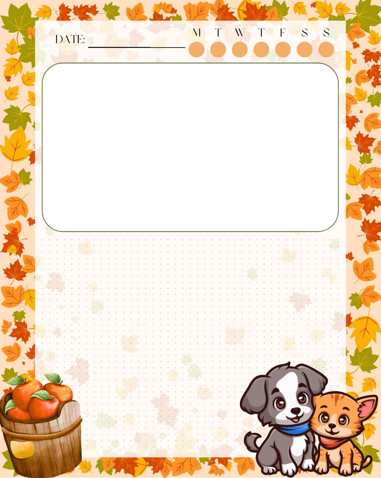 Autumn Pets Notepad 4.25" x 5.5"