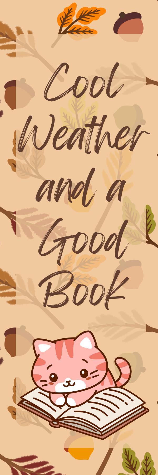 Reading Cat Laminated Bookmark: Cozy Autumn Book Lover Gift