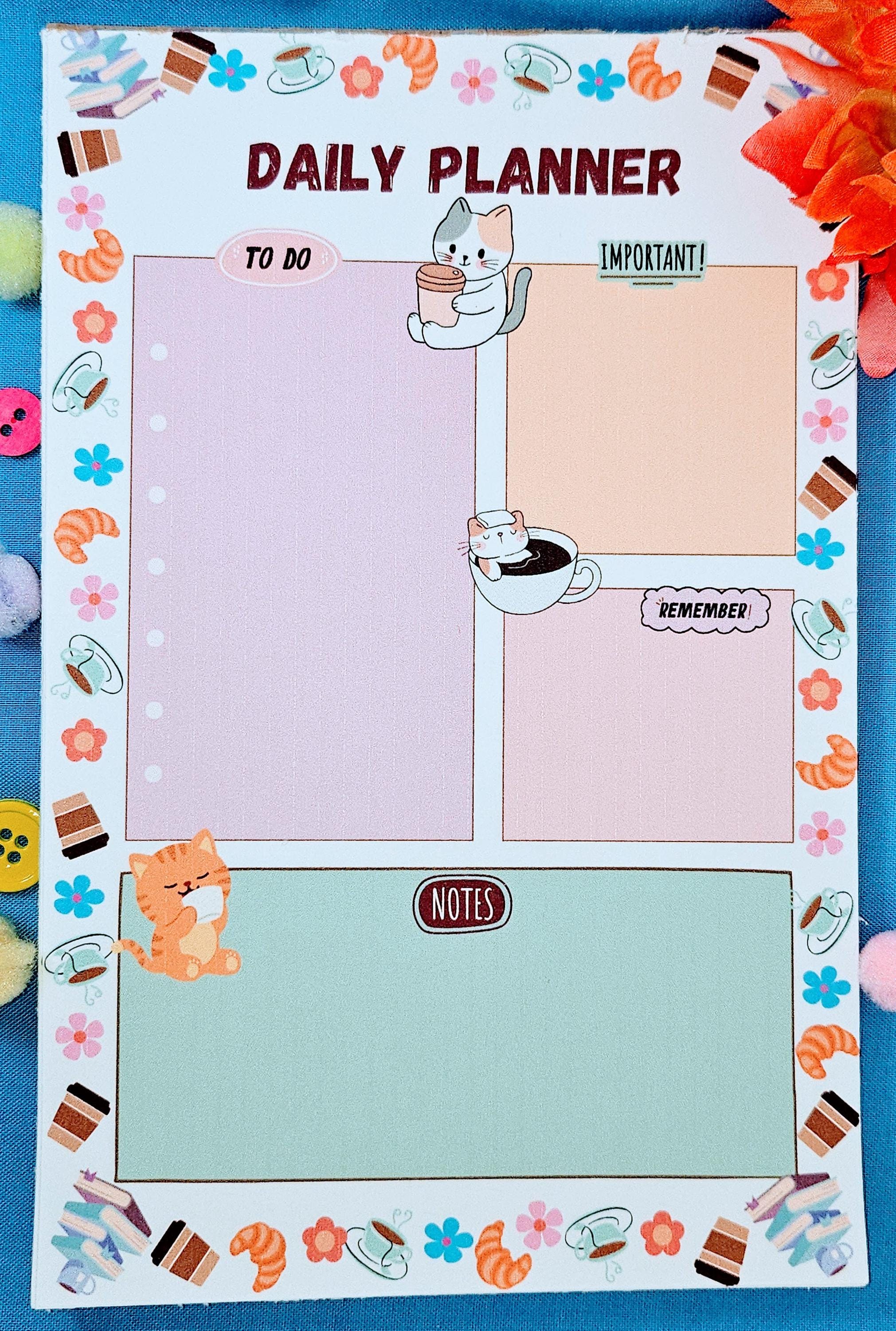 Cozy Cat Café Daily Planner Notepad 5.5" x 8.5"