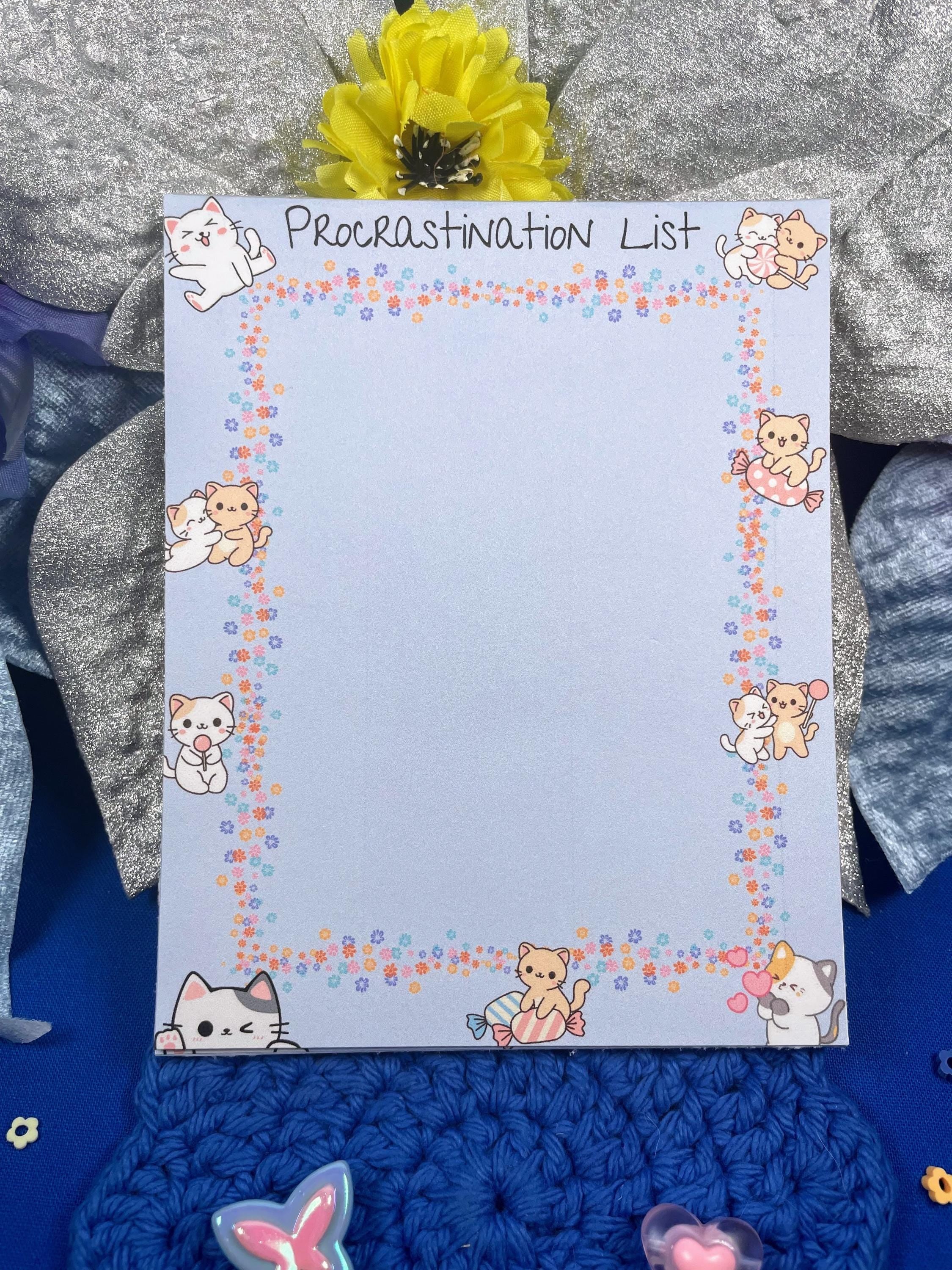 Sweet Paws Parade Procrastination Notepad 4.25" x 5.5" Autumnmist Boutique