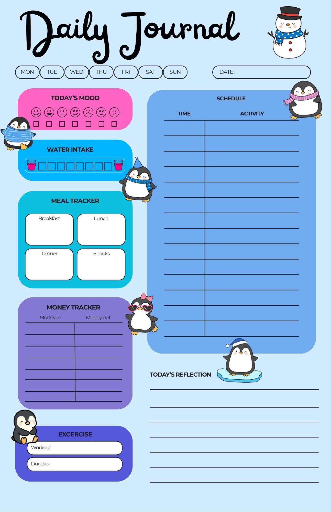 Penguin Play Planner Notepad 5.5" x 8.5" Autumnmist Boutique