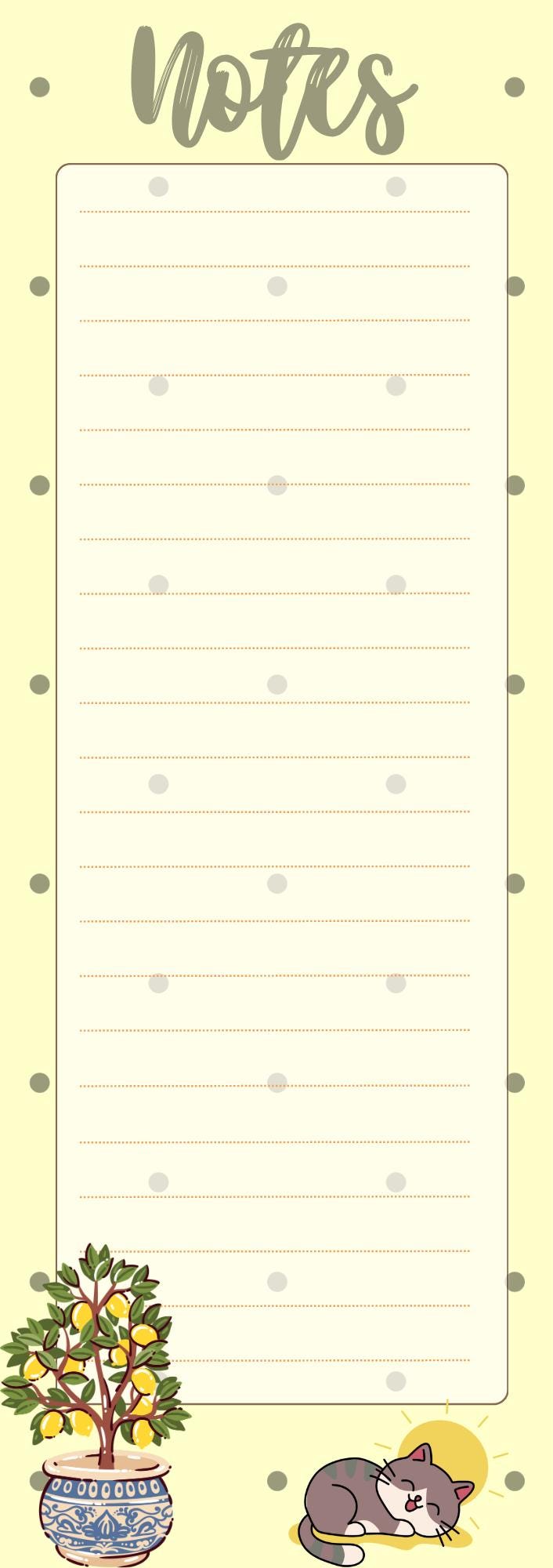 Lemon Tree Magnetic Notepad 3" x 8.5" Autumnmist Boutique