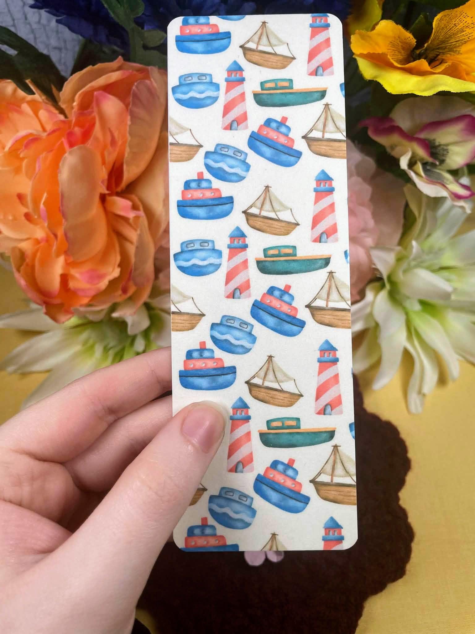 Boats & Lighthouses Collage Laminated Bookmark Autumnmist Boutique
