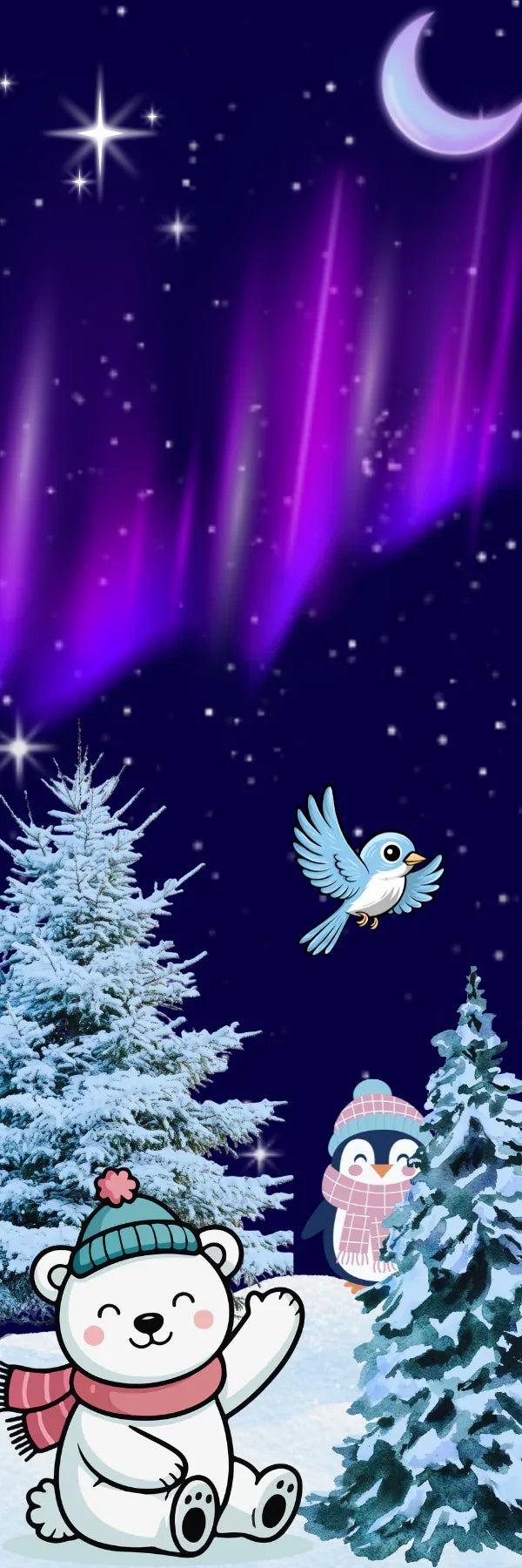 Winter Lights & Snow Friends Laminated Bookmark - Autumnmist Boutique