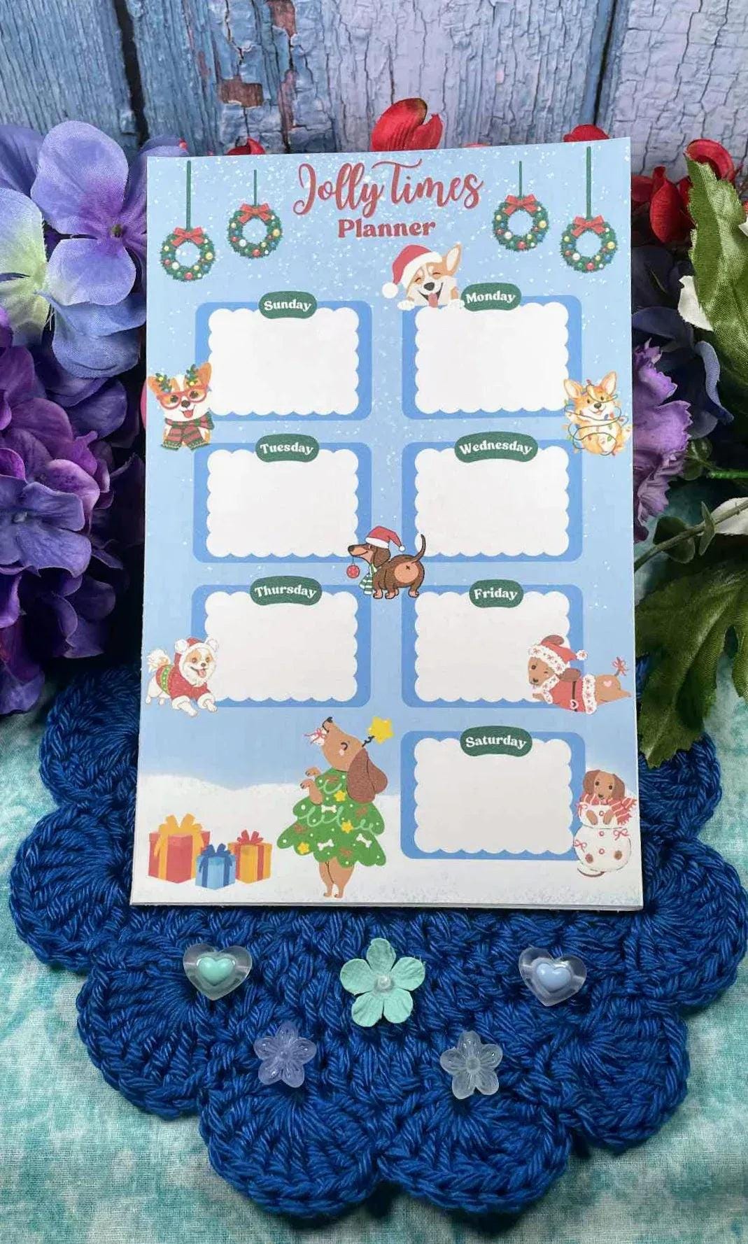 Holly Jolly Weekly Planner Notepad 5.5" x 8.5" - Autumnmist Boutique