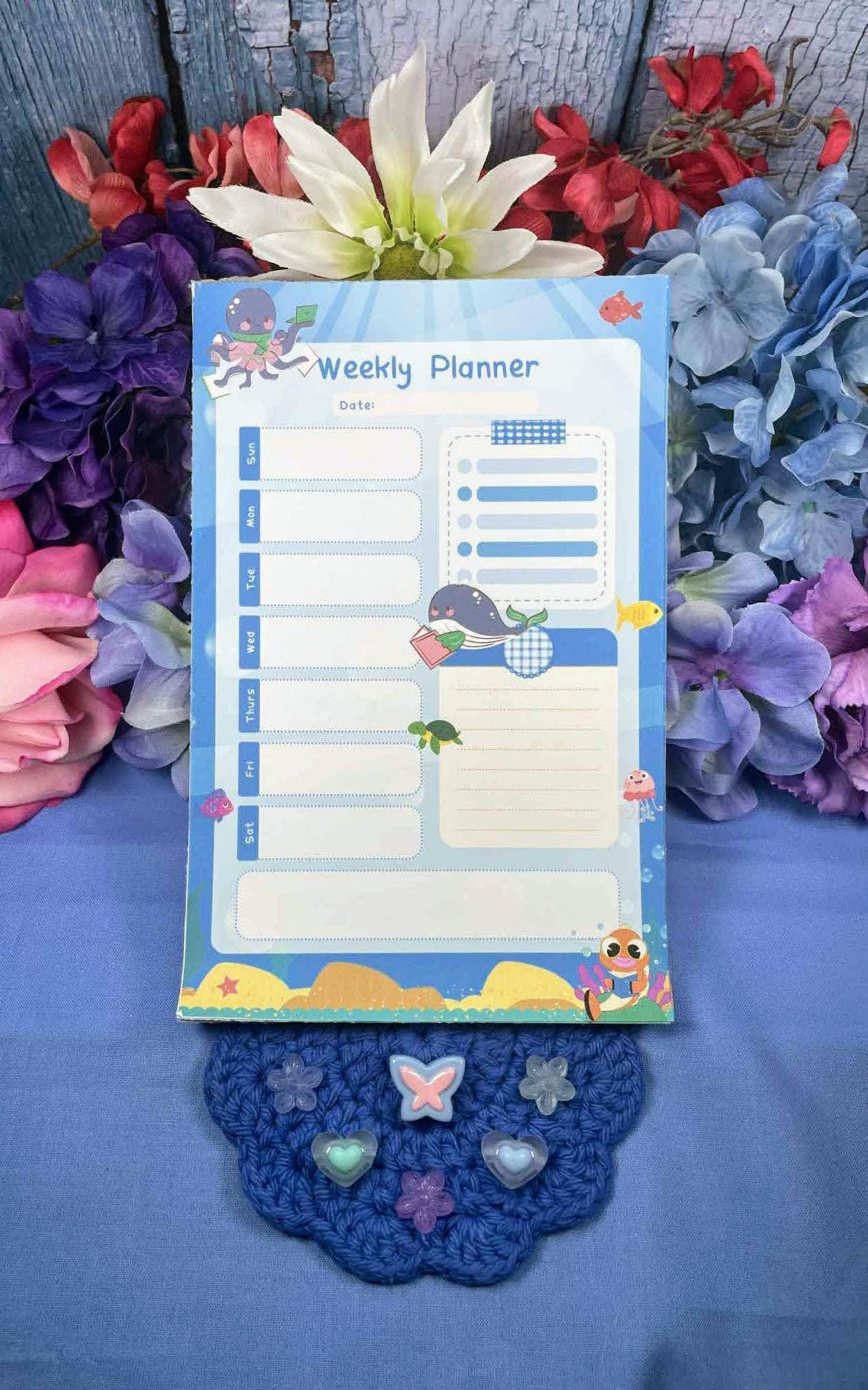 Sea Creature Reading Weekly Planner Notepad 5.5" x 8.5" - Autumnmist Boutique
