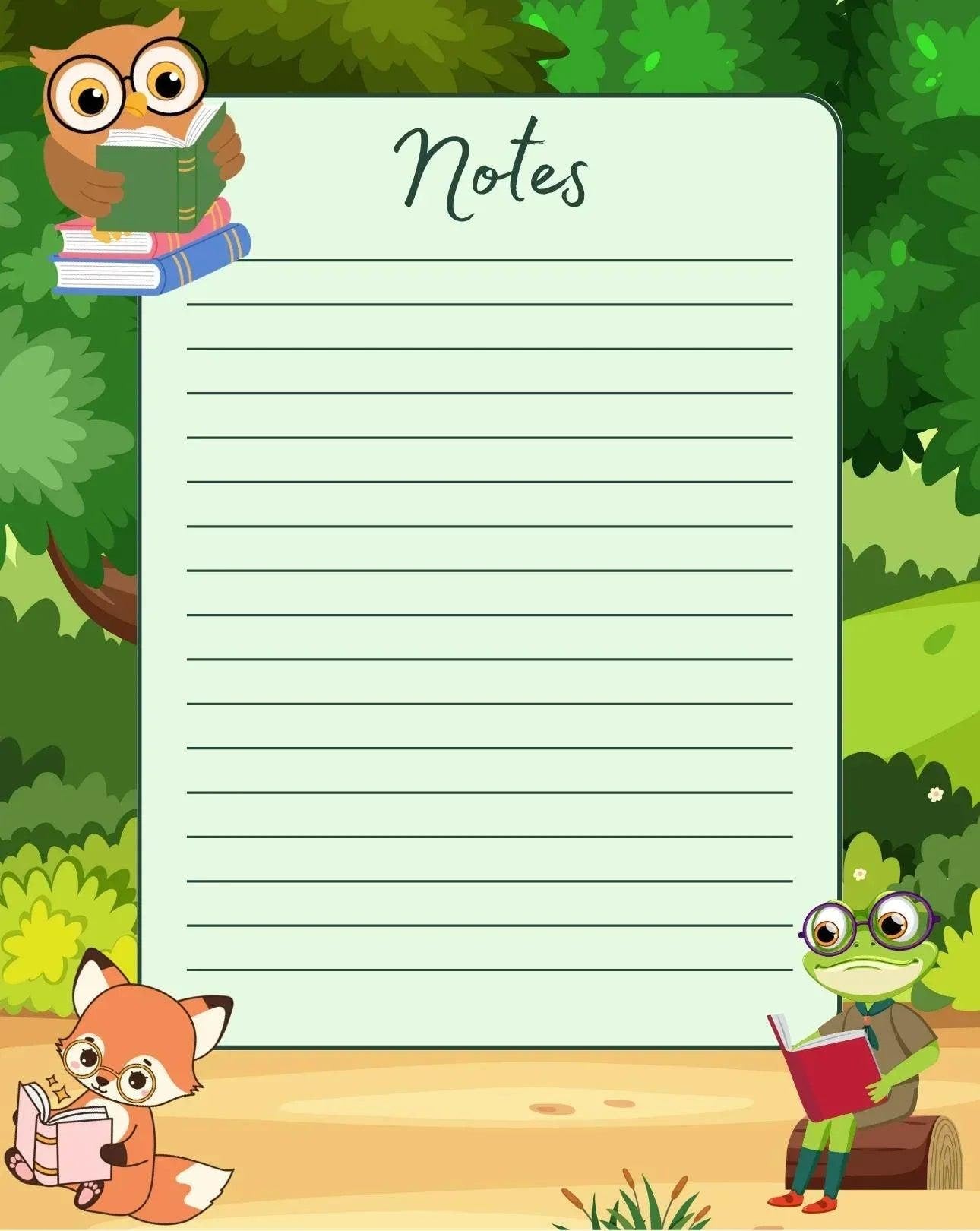 Forest Animal Reading Notepad 4.25" x 5.5" - Autumnmist Boutique