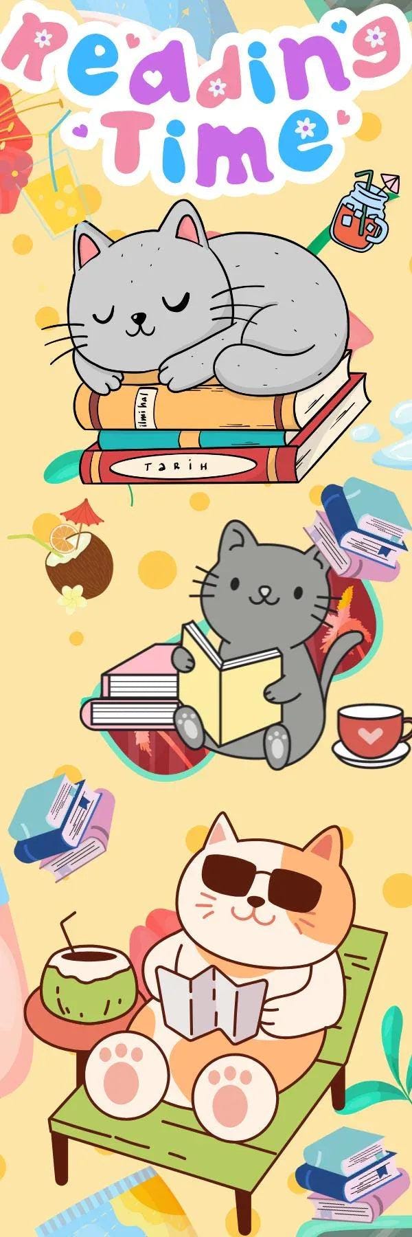 Reading Time Cat Laminated Bookmark - Autumnmist Boutique