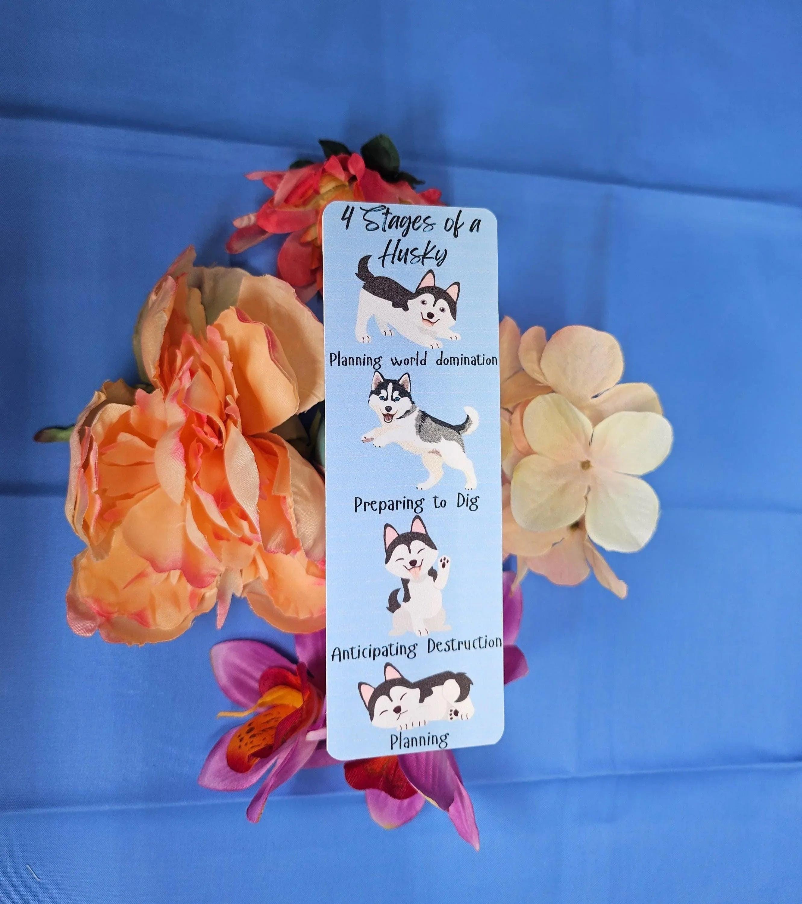 Mischief in Motion Husky Laminated Bookmark - Autumnmist Boutique