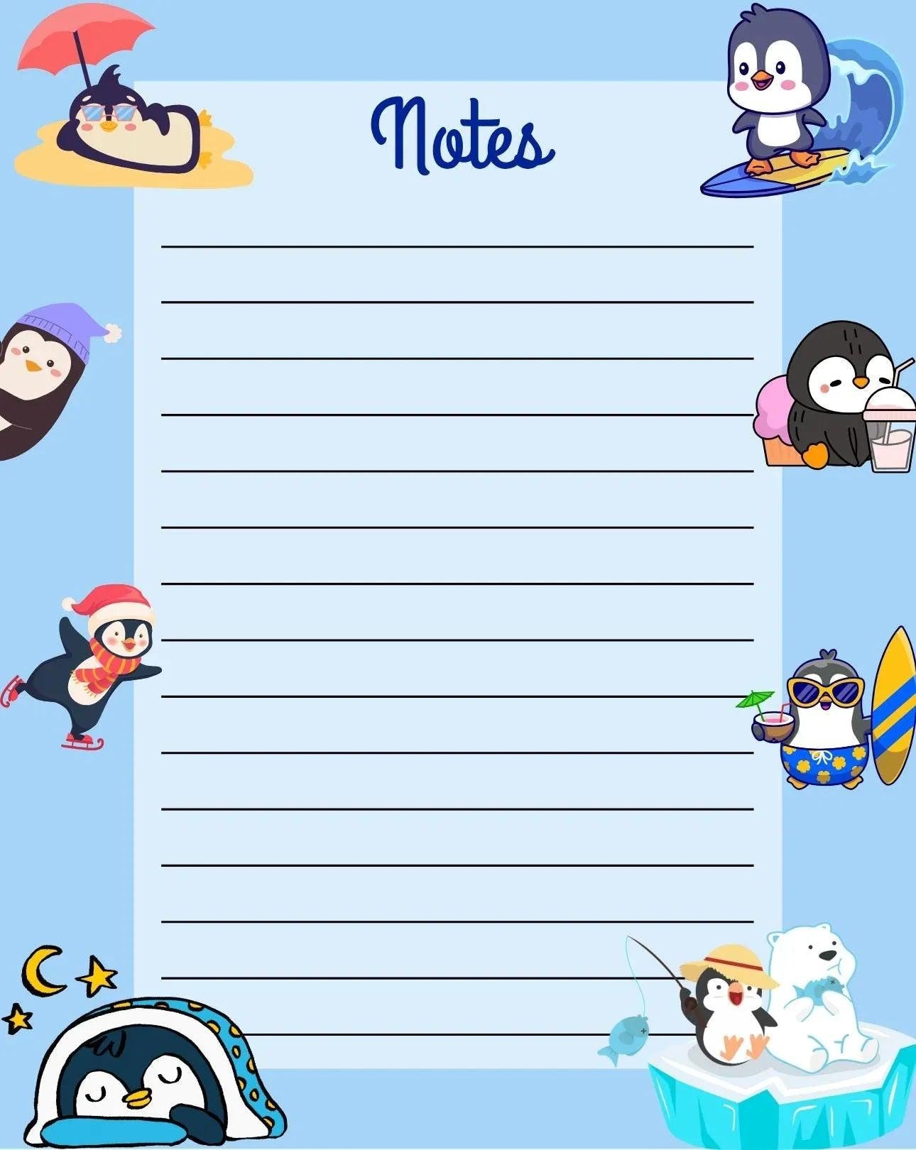 Penguin Adventures Notepad 4.25" x 5.5" - Autumnmist Boutique
