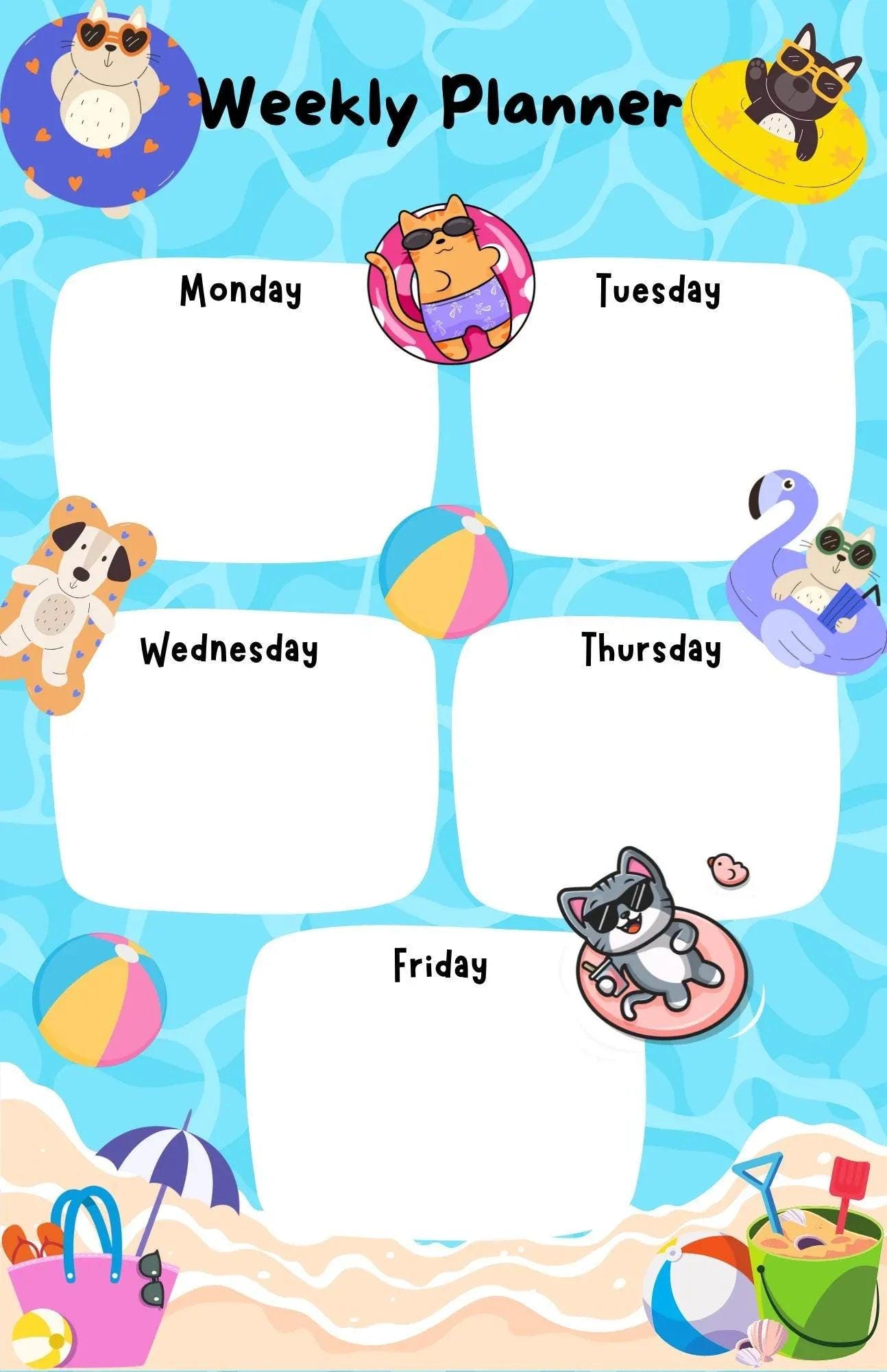 Summer Time Splash Daily Planner Notepad 5.5" x 8.5" - Autumnmist Boutique